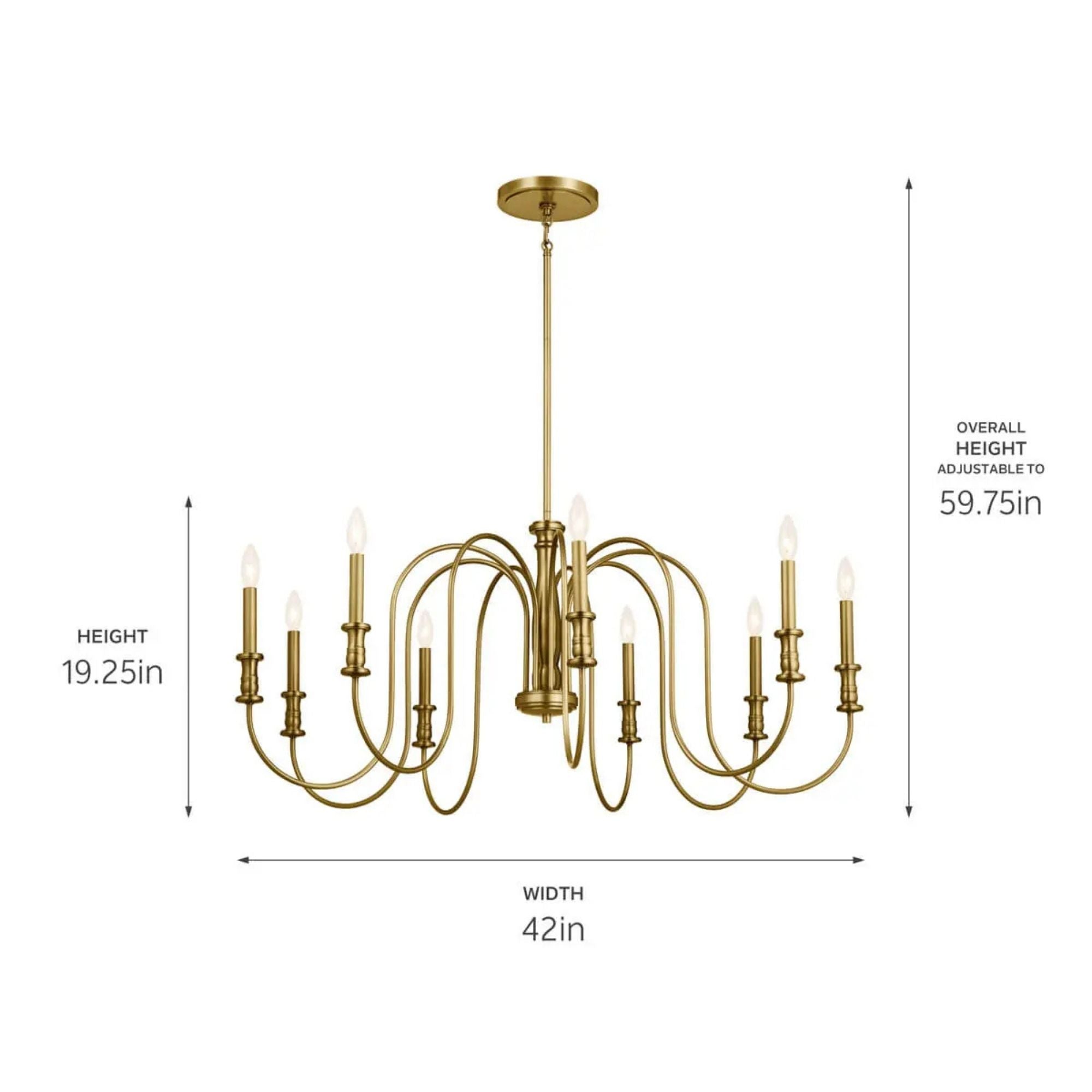 Kichler Karthe 42 in. 9-Light Chandelier, Natural Brass