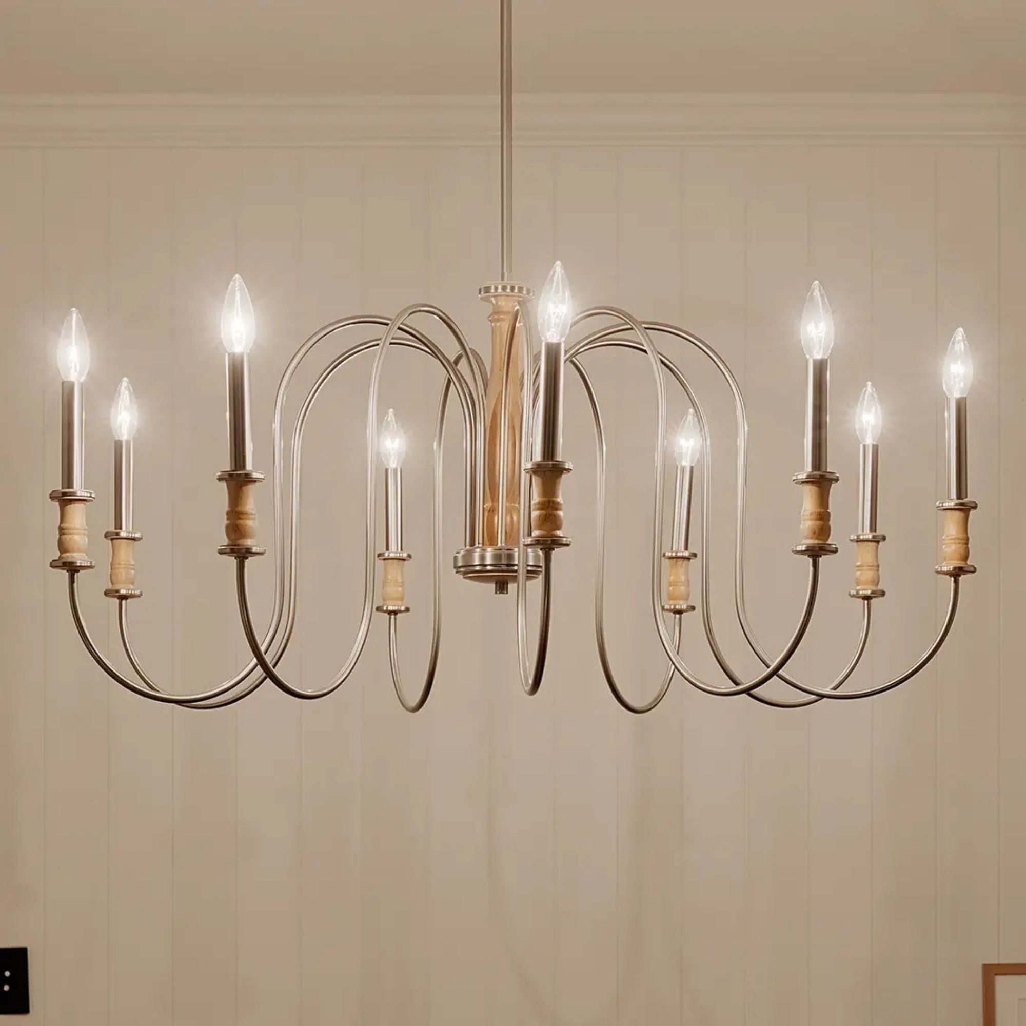 Kichler Karthe 42 in. 9-Light Chandelier, Brushed Nickel