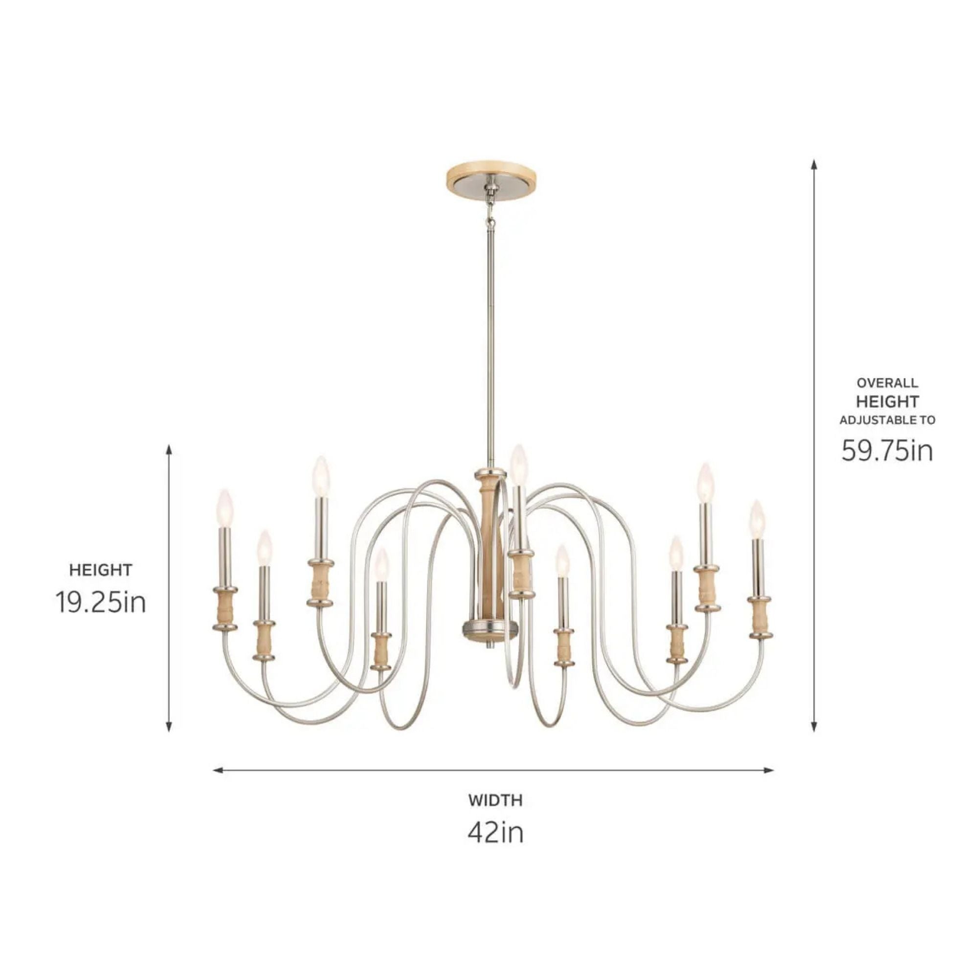 Kichler Karthe 42 in. 9-Light Chandelier, Brushed Nickel