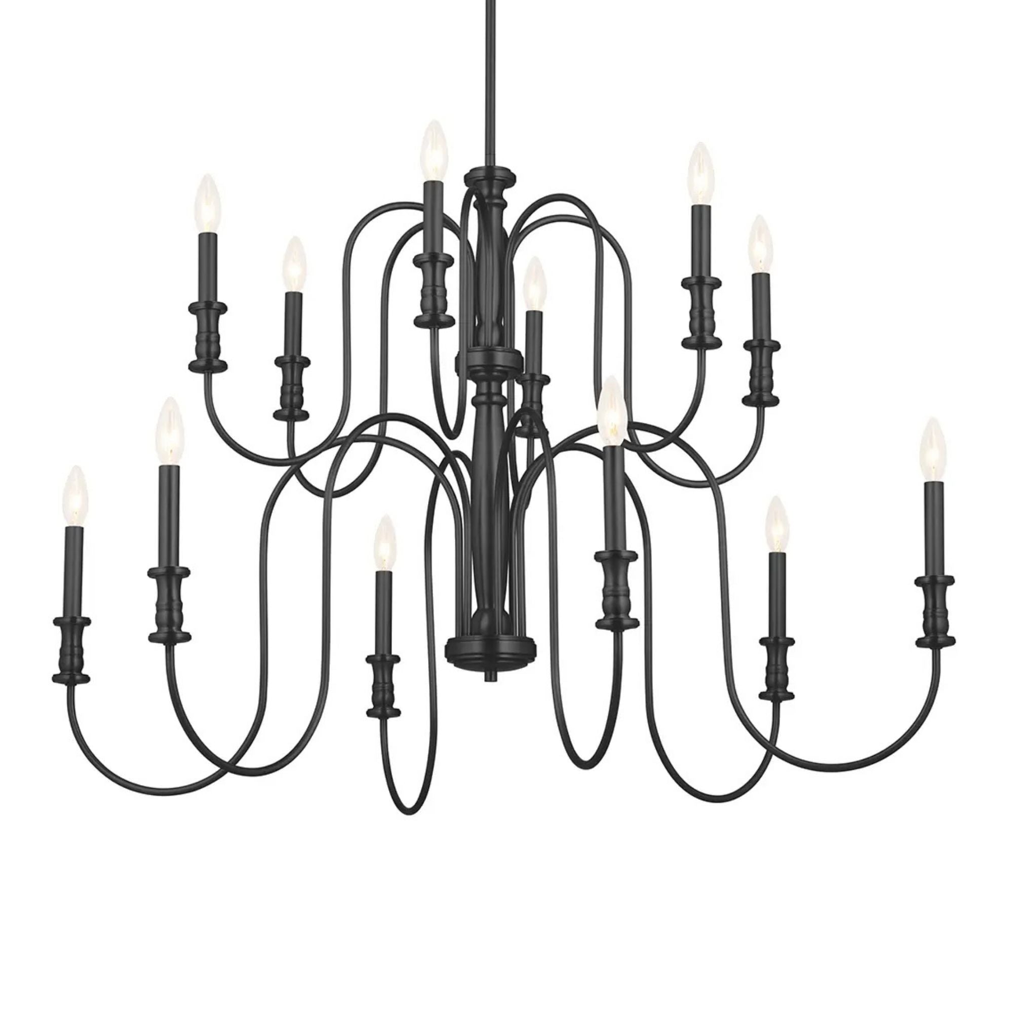 Kichler Karthe 42 in. 12-Light Chandelier, Black