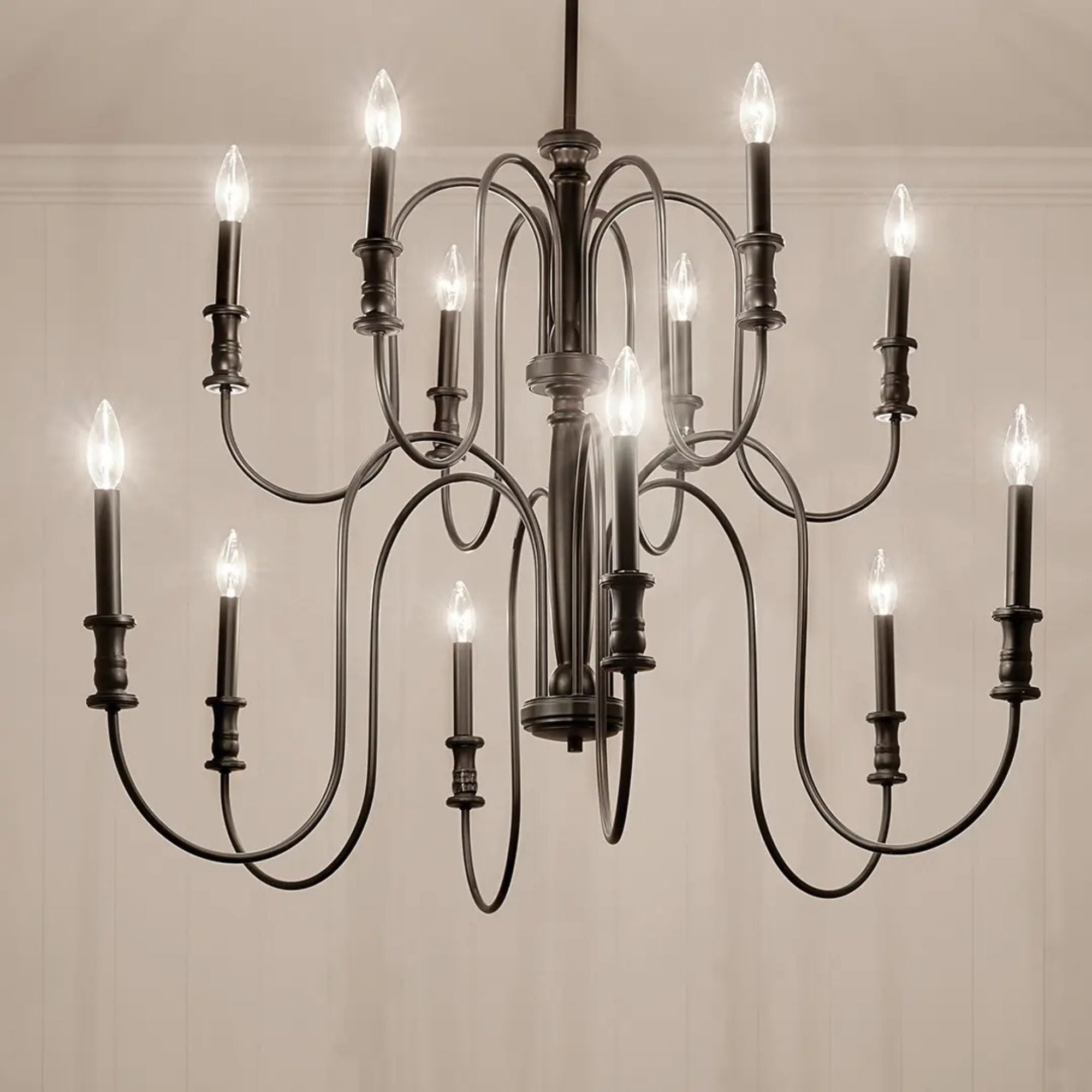 Kichler Karthe 42 in. 12-Light Chandelier, Black