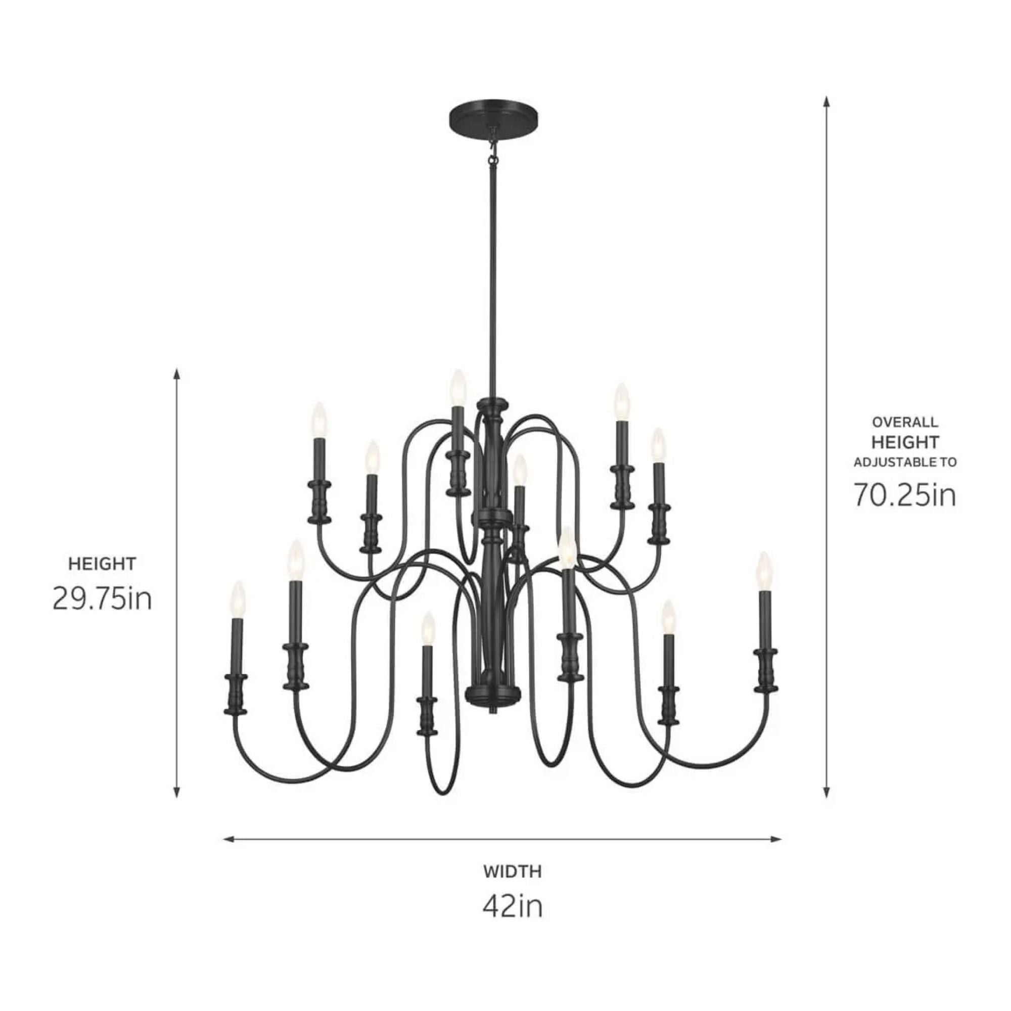 Kichler Karthe 42 in. 12-Light Chandelier, Black