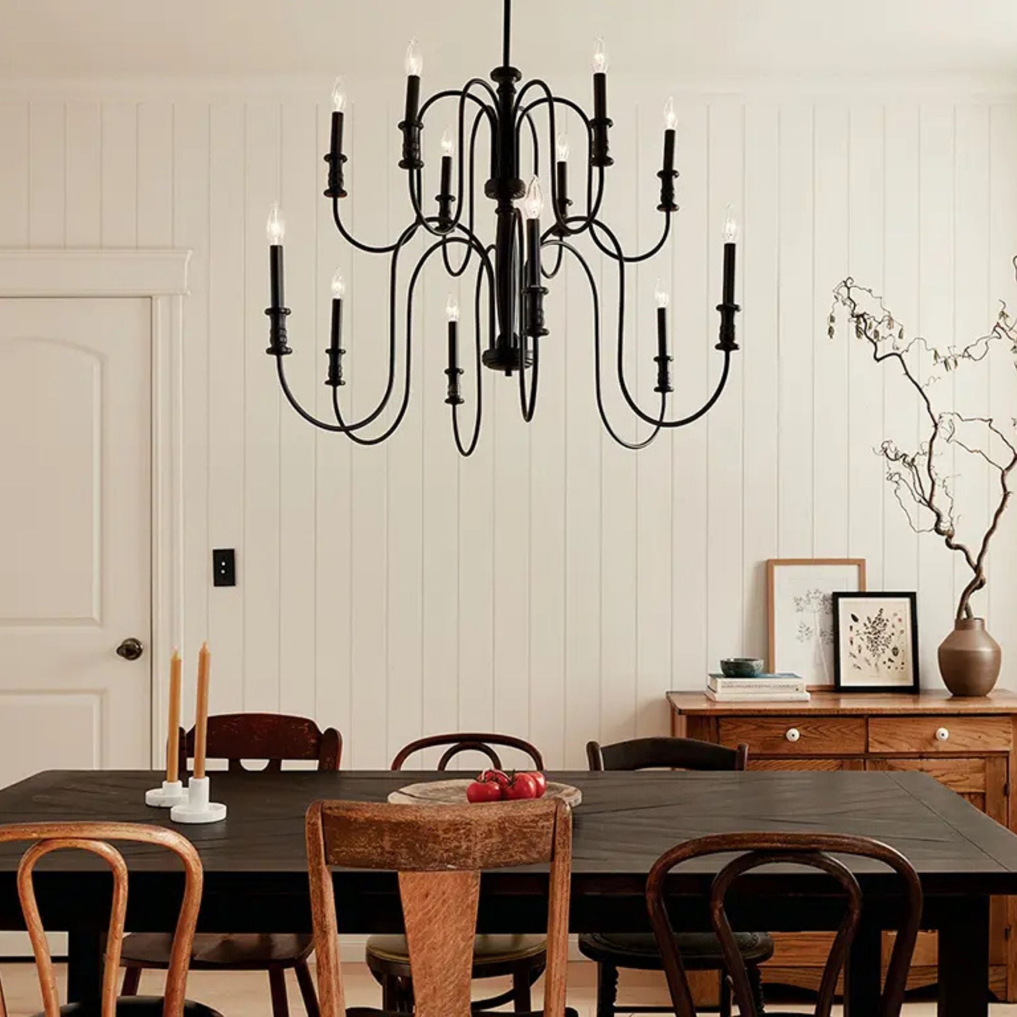 Kichler Karthe 42 in. 12-Light Chandelier, Black