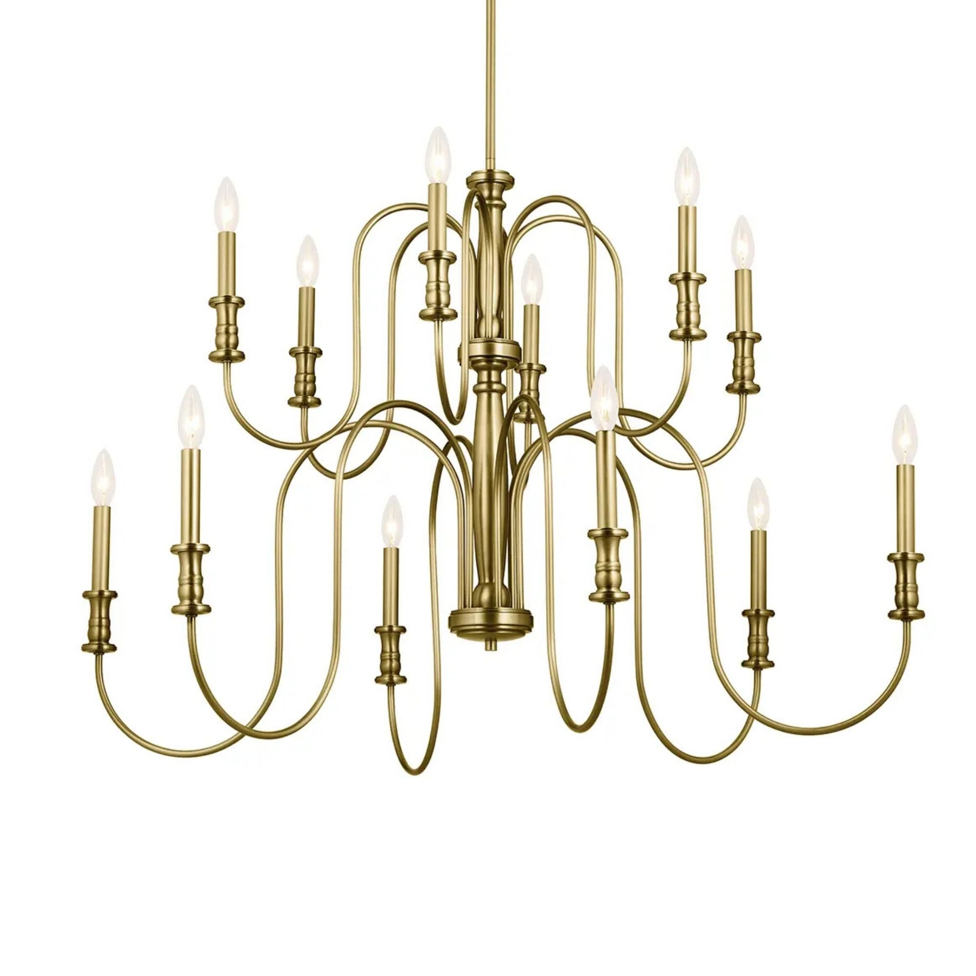 Kichler Karthe 42 in. 12-Light Chandelier, Natural Brass