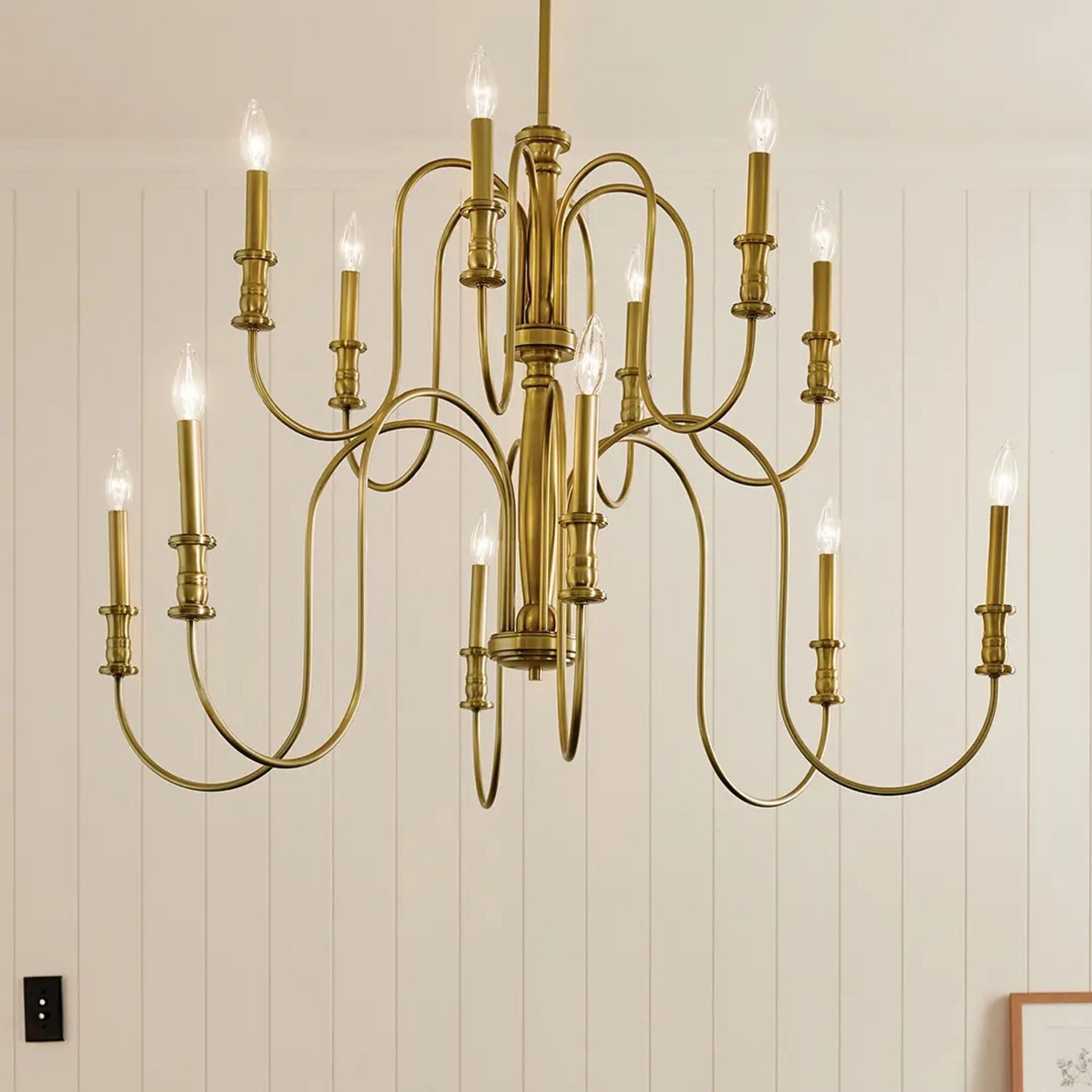Kichler Karthe 42 in. 12-Light Chandelier, Natural Brass