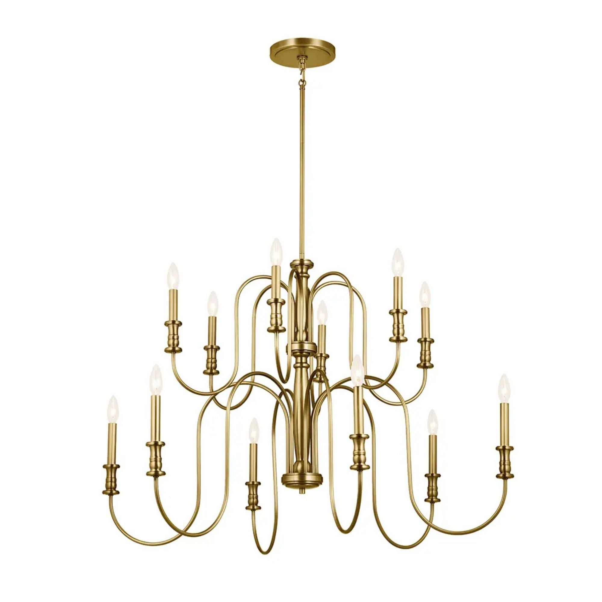 Kichler Karthe 42 in. 12-Light Chandelier, Natural Brass