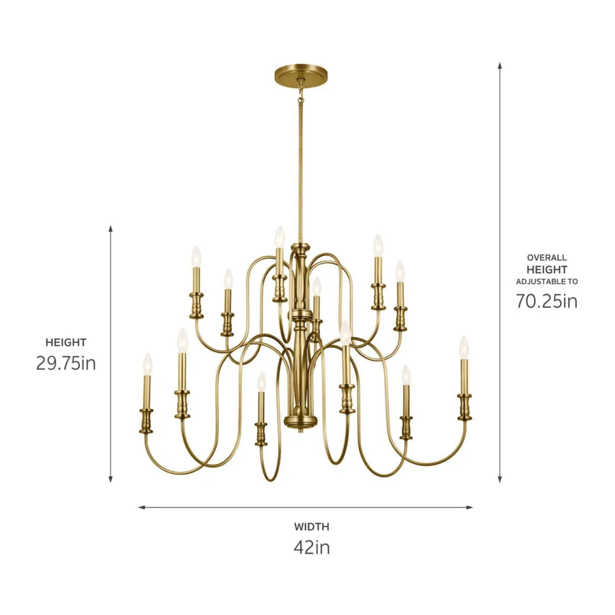 Kichler Karthe 42 in. 12-Light Chandelier, Natural Brass