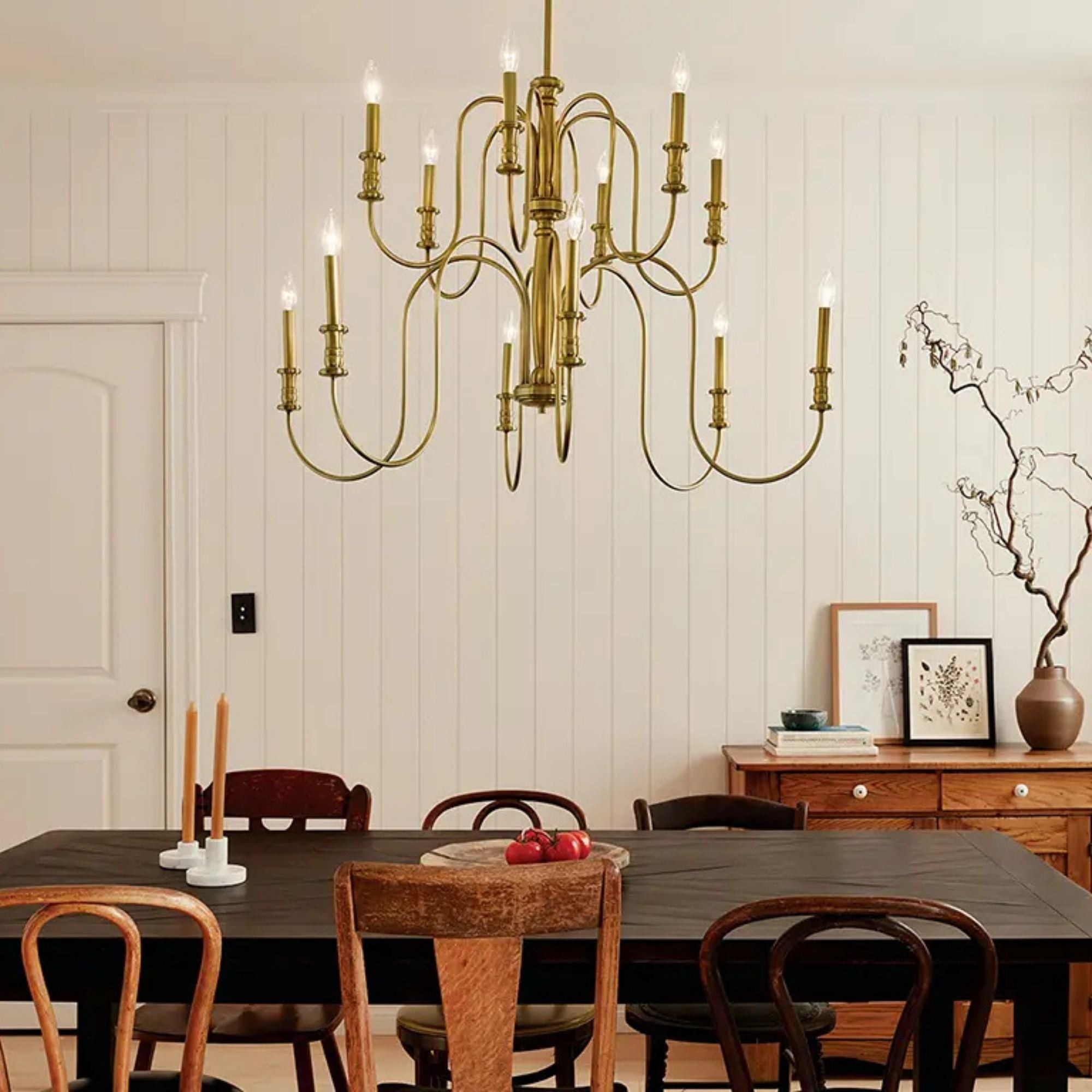 Kichler Karthe 42 in. 12-Light Chandelier, Natural Brass