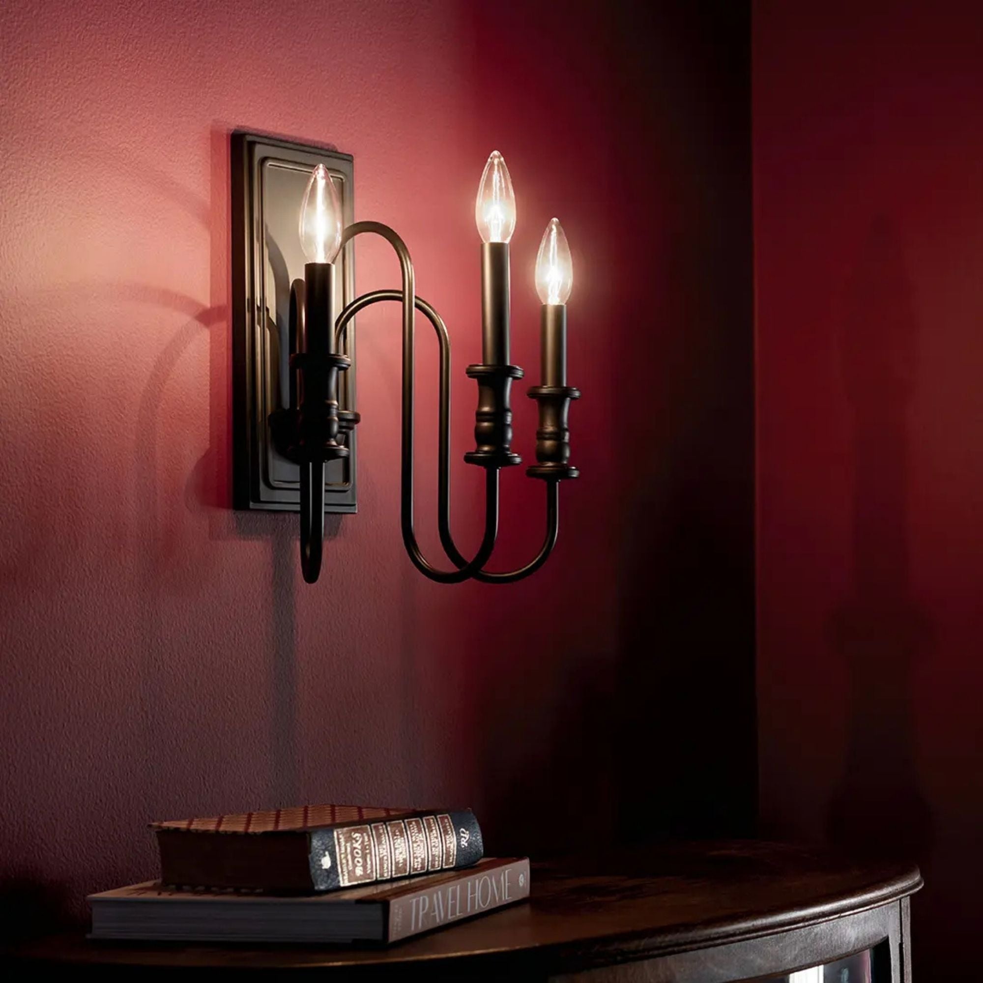 Kichler Karthe 14.5 in. 3-Light Wall Sconce, Black