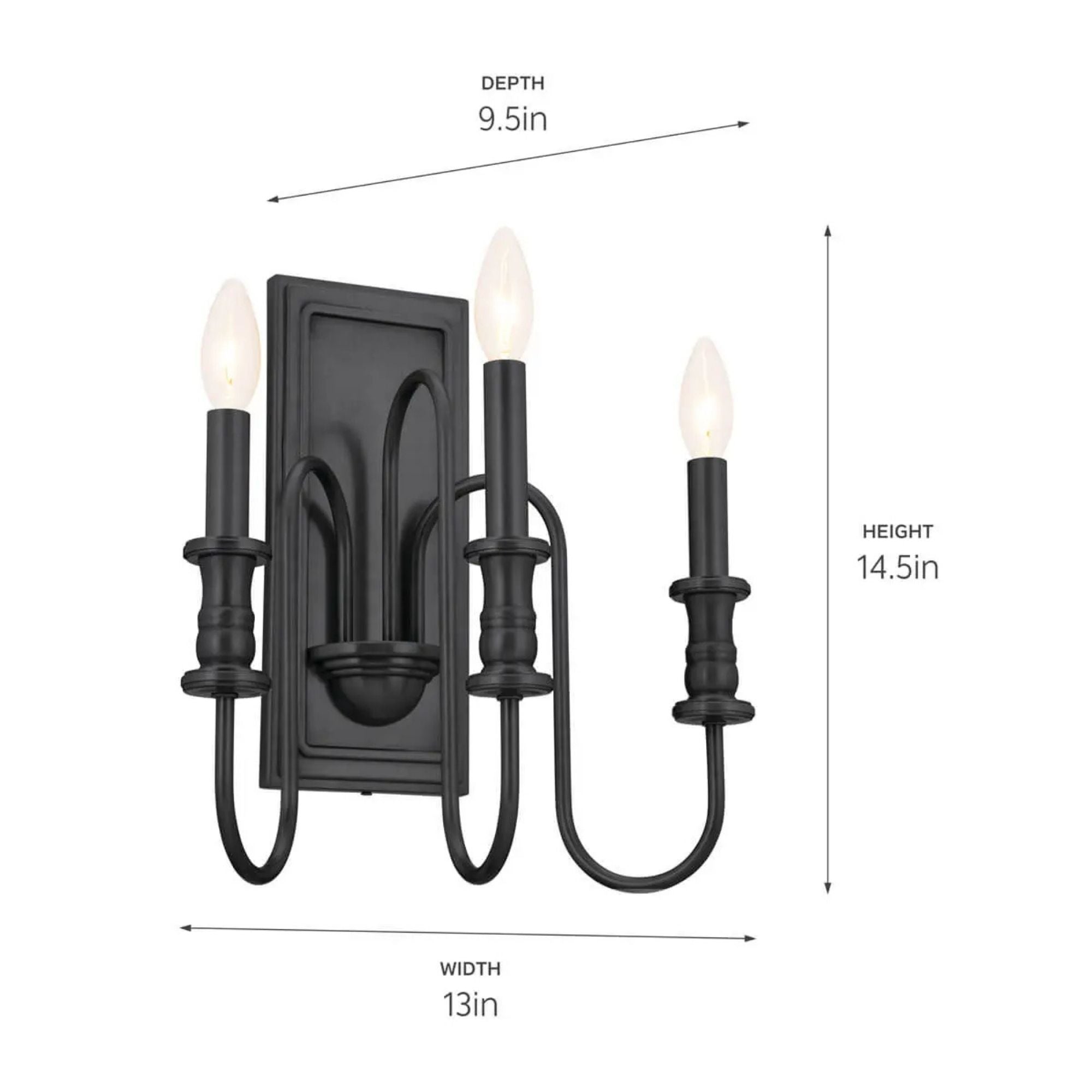 Kichler Karthe 14.5 in. 3-Light Wall Sconce, Black