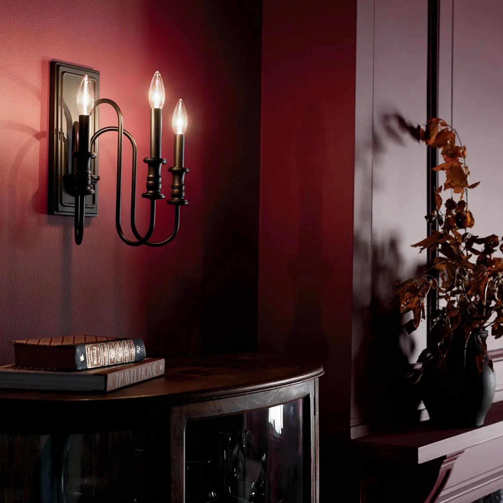 Kichler Karthe 14.5 in. 3-Light Wall Sconce, Black