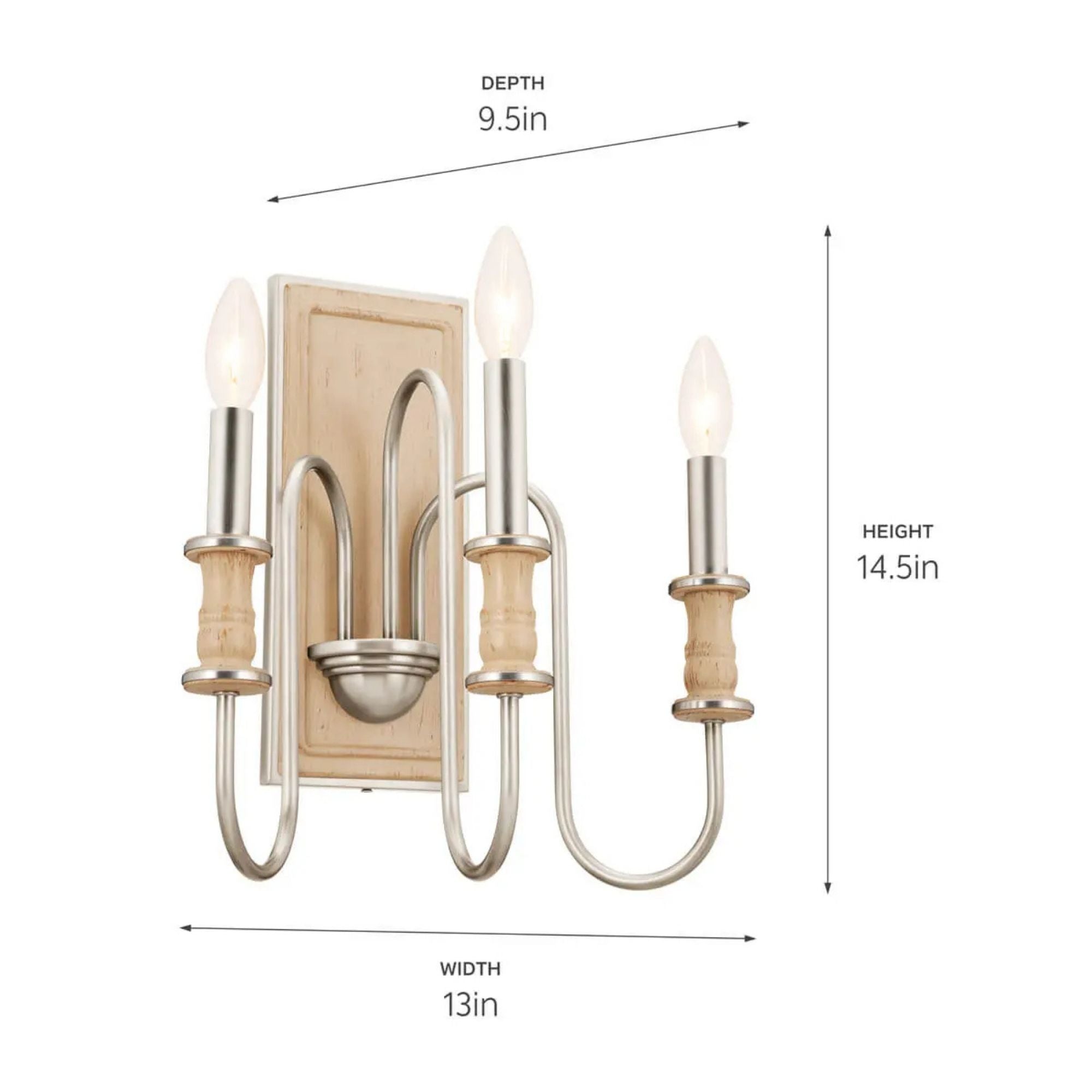 Kichler Karthe 14.5 in. 3-Light Wall Sconce, Brushed Nickel