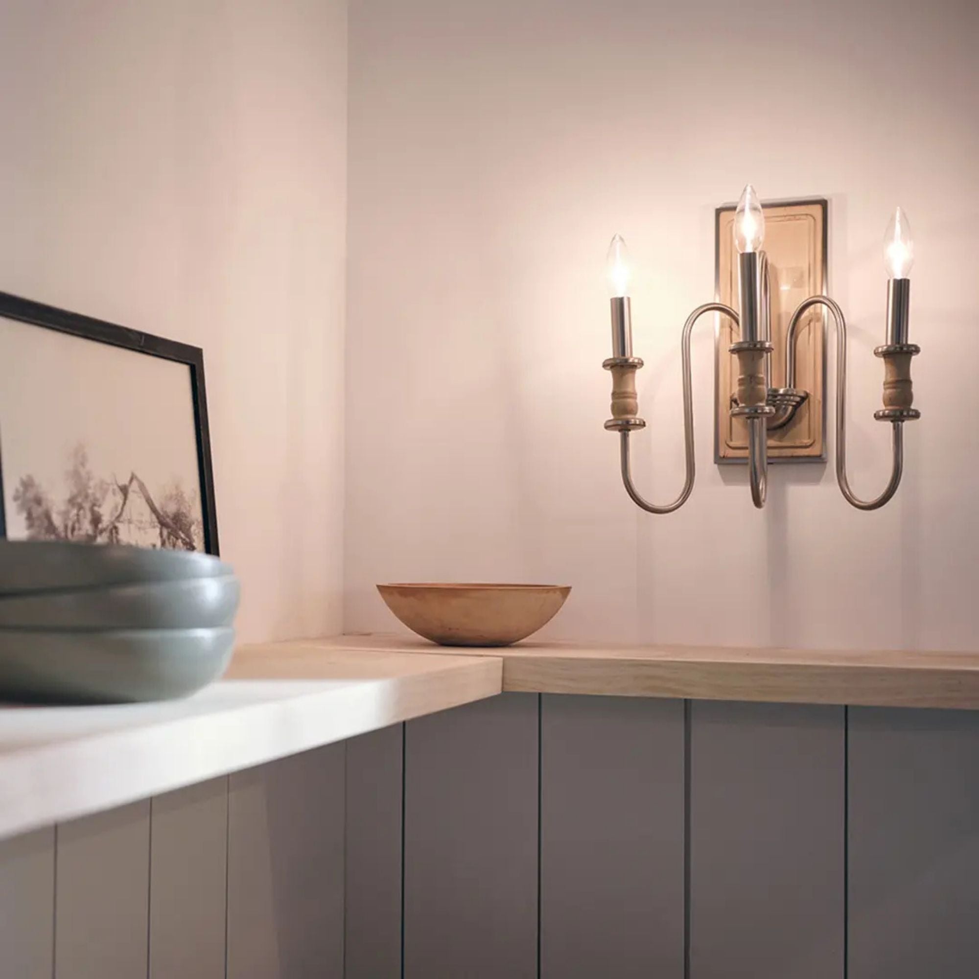 Kichler Karthe 14.5 in. 3-Light Wall Sconce, Brushed Nickel