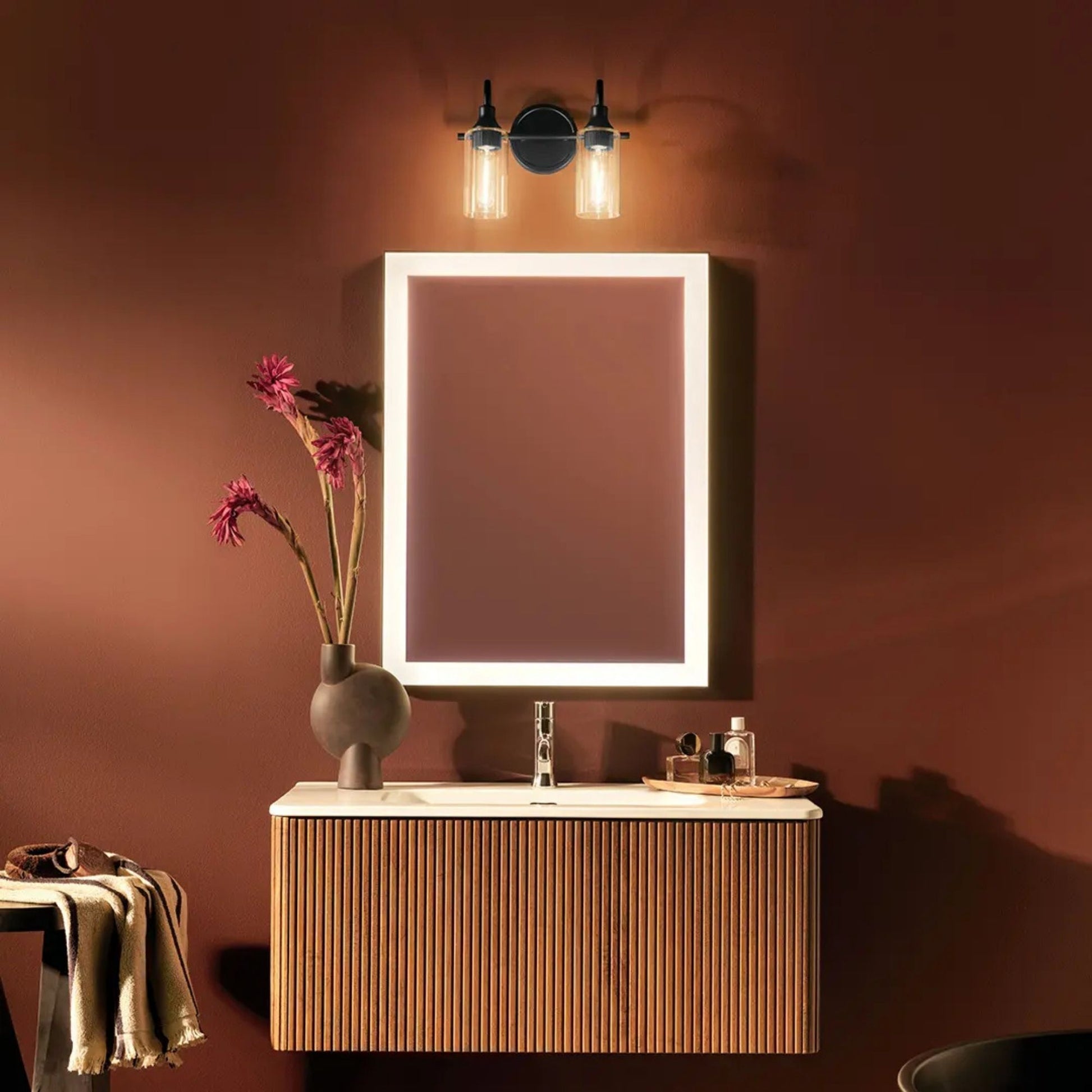 Kichler Lighting - Kavi 13" 2-Light Bath Vanity Light, Black Finish | Bees Lighting