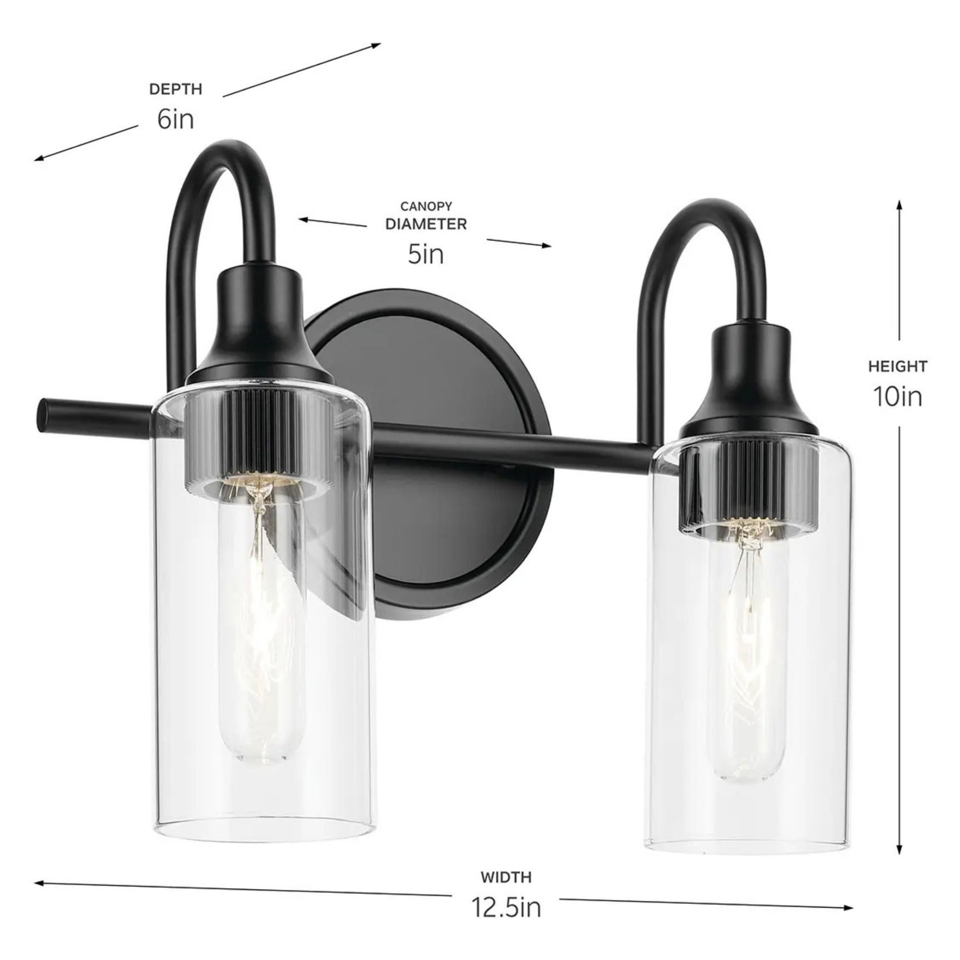 Kichler Lighting - Kavi 13" 2-Light Bath Vanity Light, Black Finish | Bees Lighting