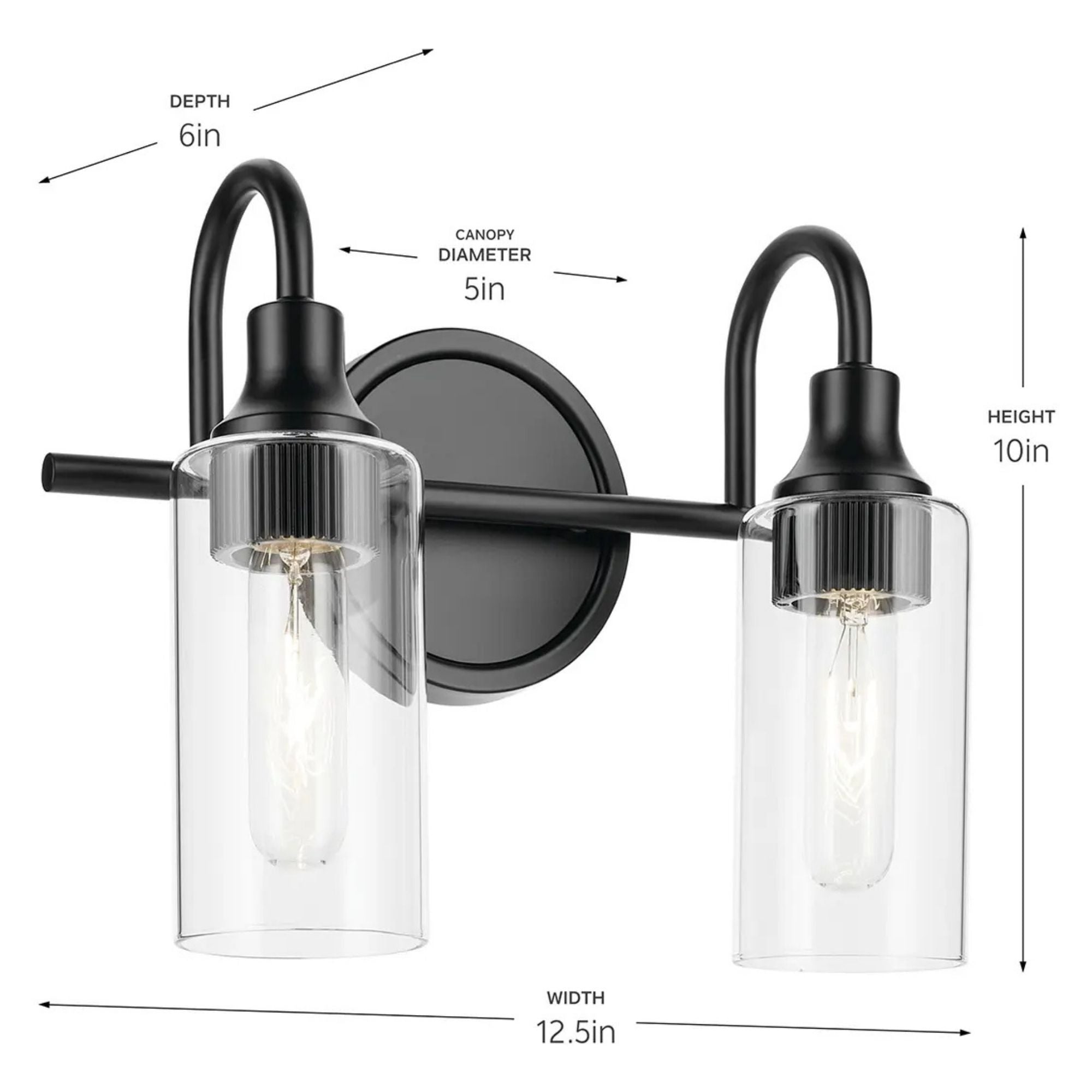 Kichler Lighting - Kavi 13" 2-Light Bath Vanity Light, Black Finish | Bees Lighting