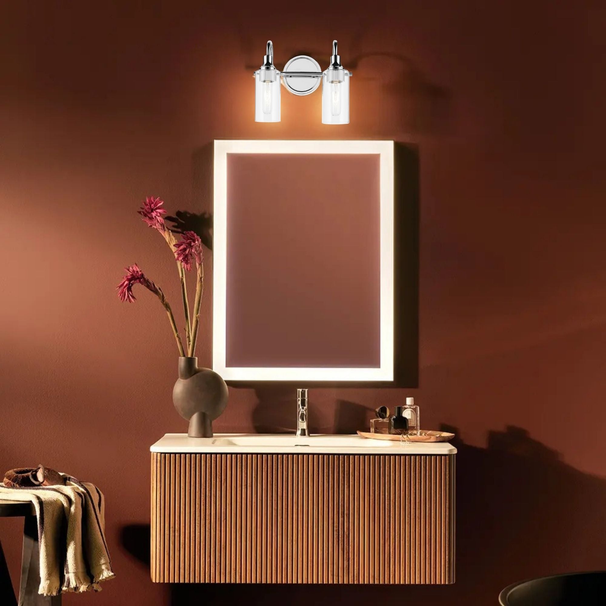 Kavi 13" 2-Light Bath Vanity Light, Chrome Finish