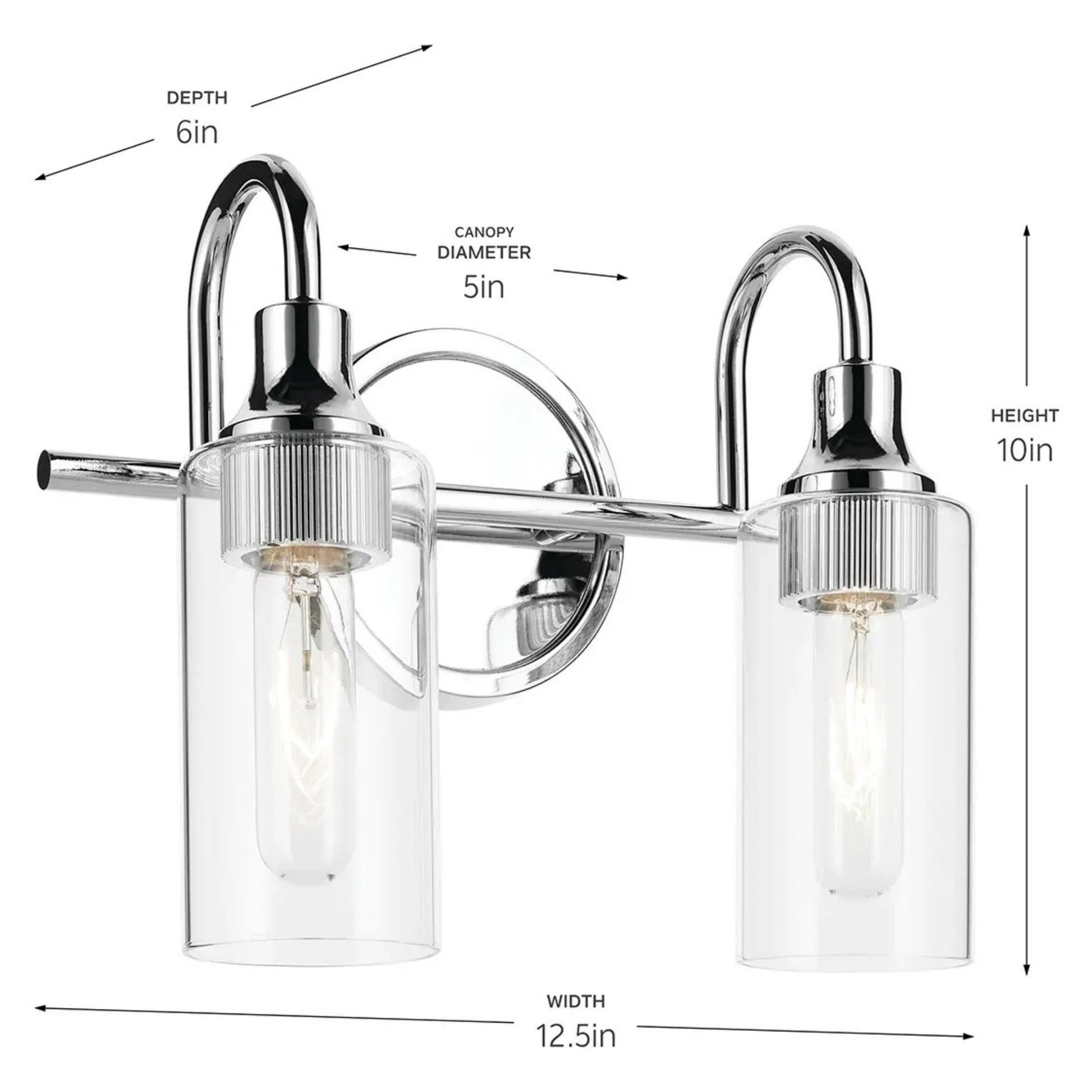 Kichler Lighting - Kavi 13" 2-Light Bath Vanity Light, Chrome Finish | Bees Lighting