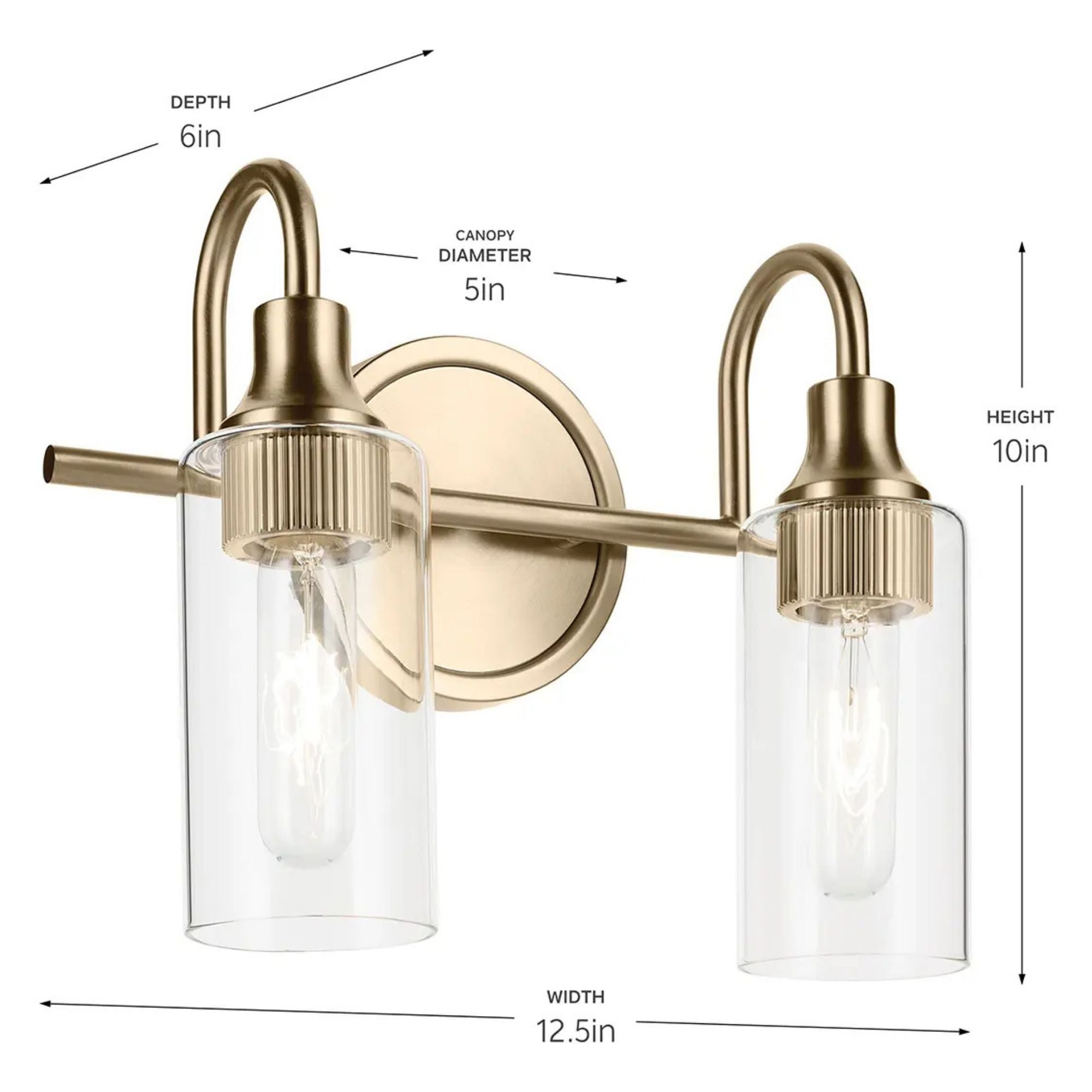 Kichler Lighting - Kavi 13" 2-Light Bath Vanity Light, Champagne Bronze Finish | Bees Lighting