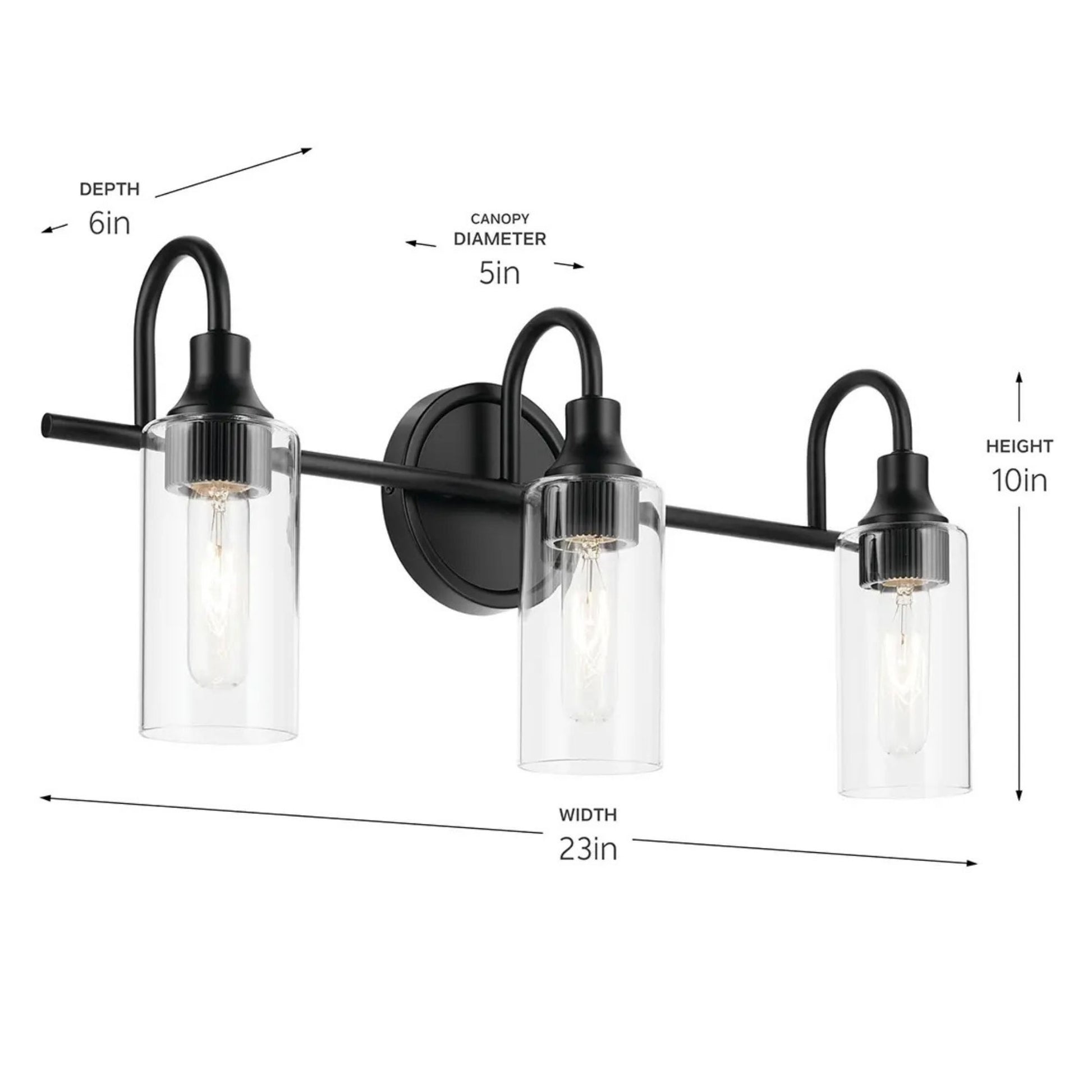 Kichler Lighting - Kavi 23" 3-Light Bath Vanity Light, Black Finish | Bees Lighting