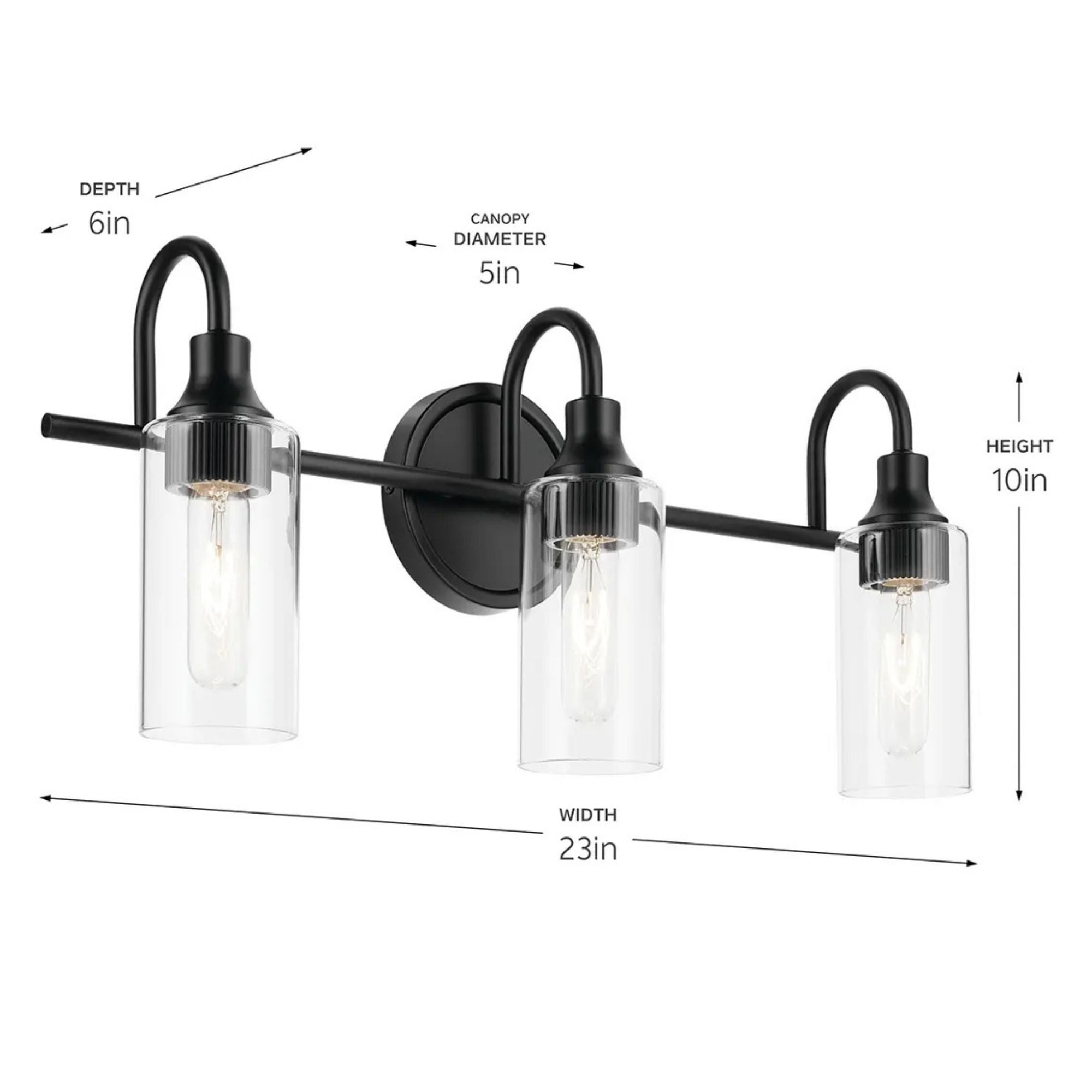 Kichler Lighting - Kavi 23" 3-Light Bath Vanity Light, Black Finish | Bees Lighting