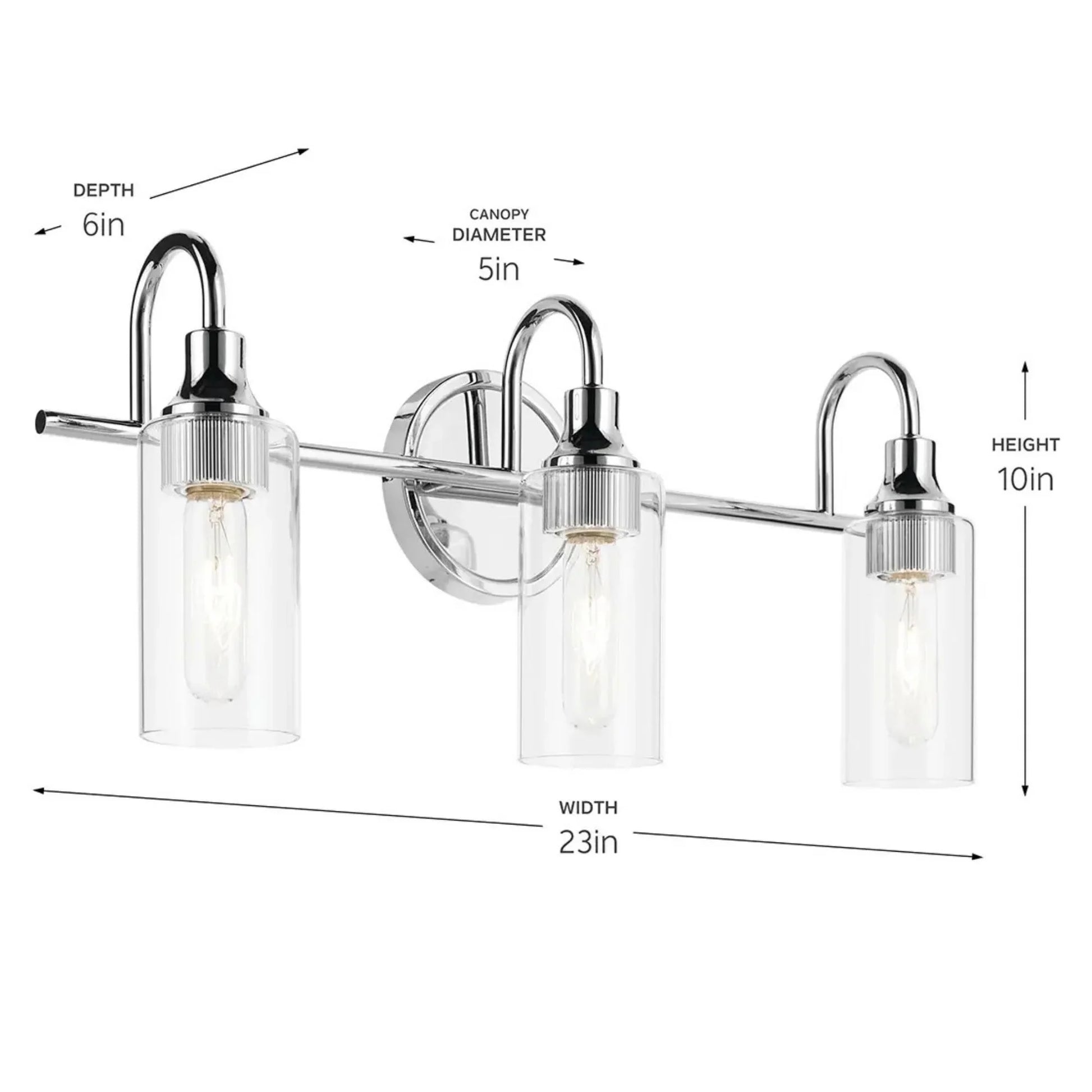 Kichler Lighting - Kavi 23" 3-Light Bath Vanity Light, Chrome Finish | Bees Lighting