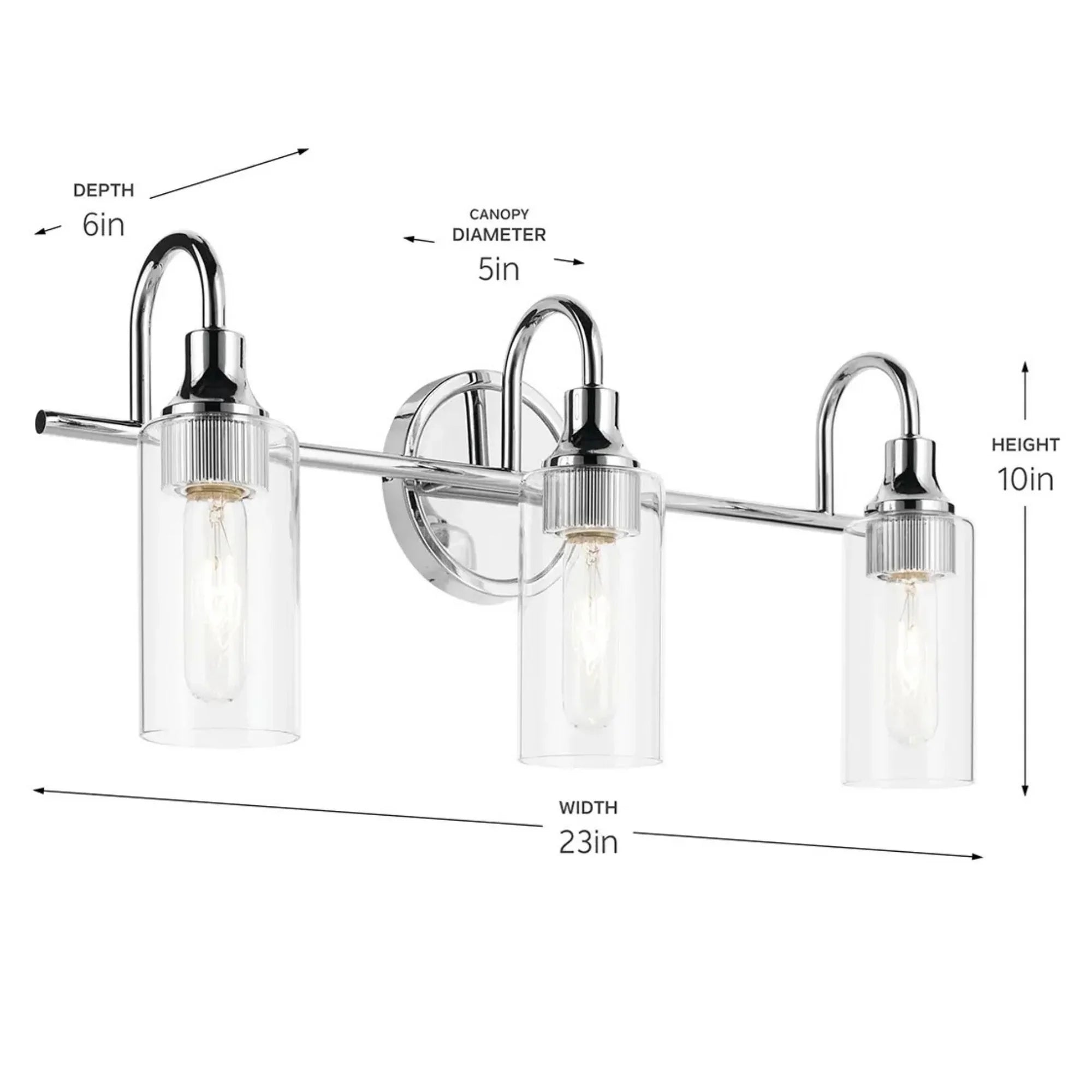 Kichler Lighting - Kavi 23" 3-Light Bath Vanity Light, Chrome Finish | Bees Lighting