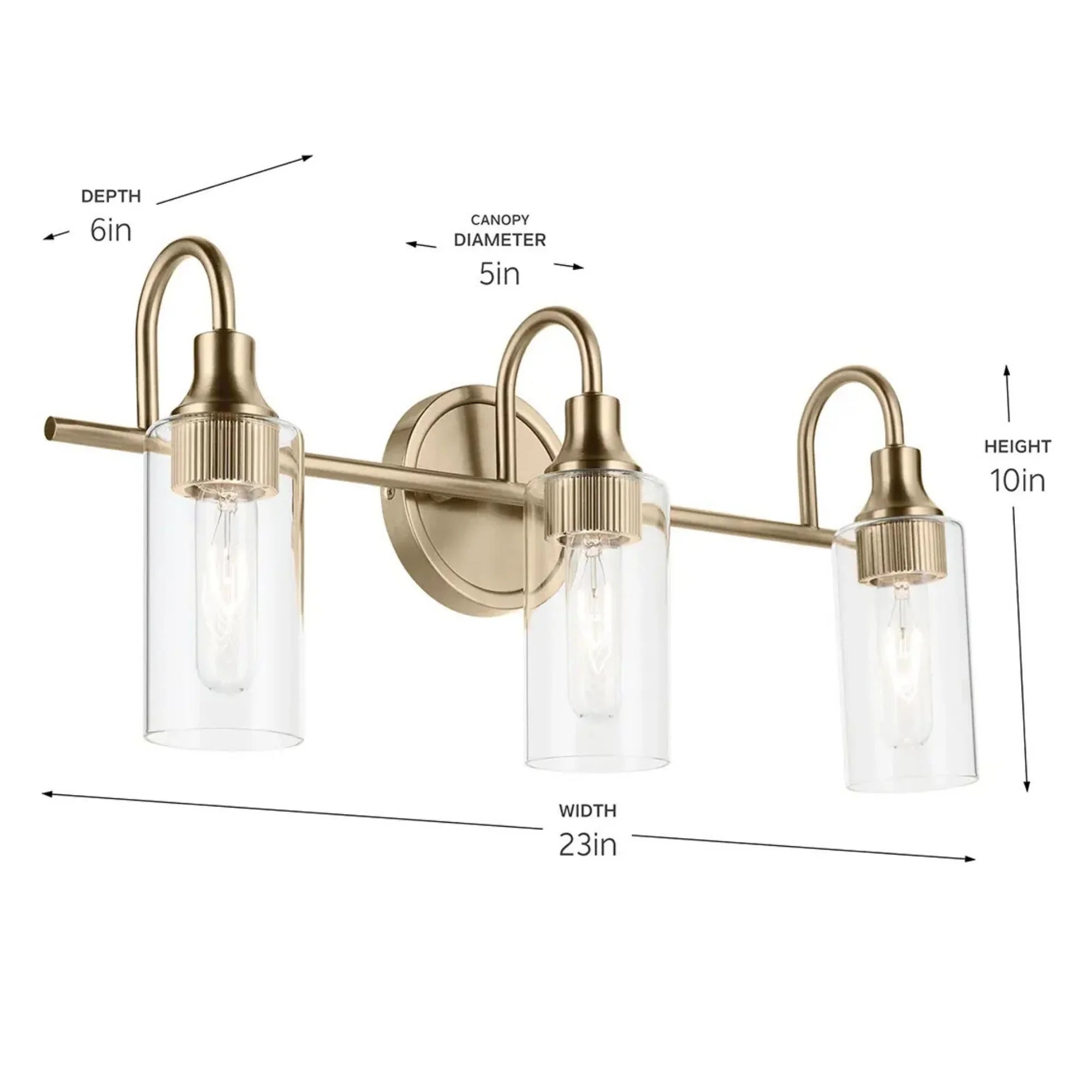 Kichler Lighting - Kavi 23" 3-Light Bath Vanity Light, Champagne Bronze Finish | Bees Lighting