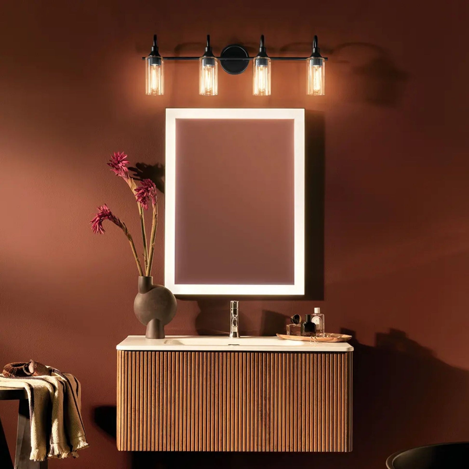 Kichler Lighting - Kavi 32" 4-Light Bath Vanity Light, Black Finish | Bees Lighting