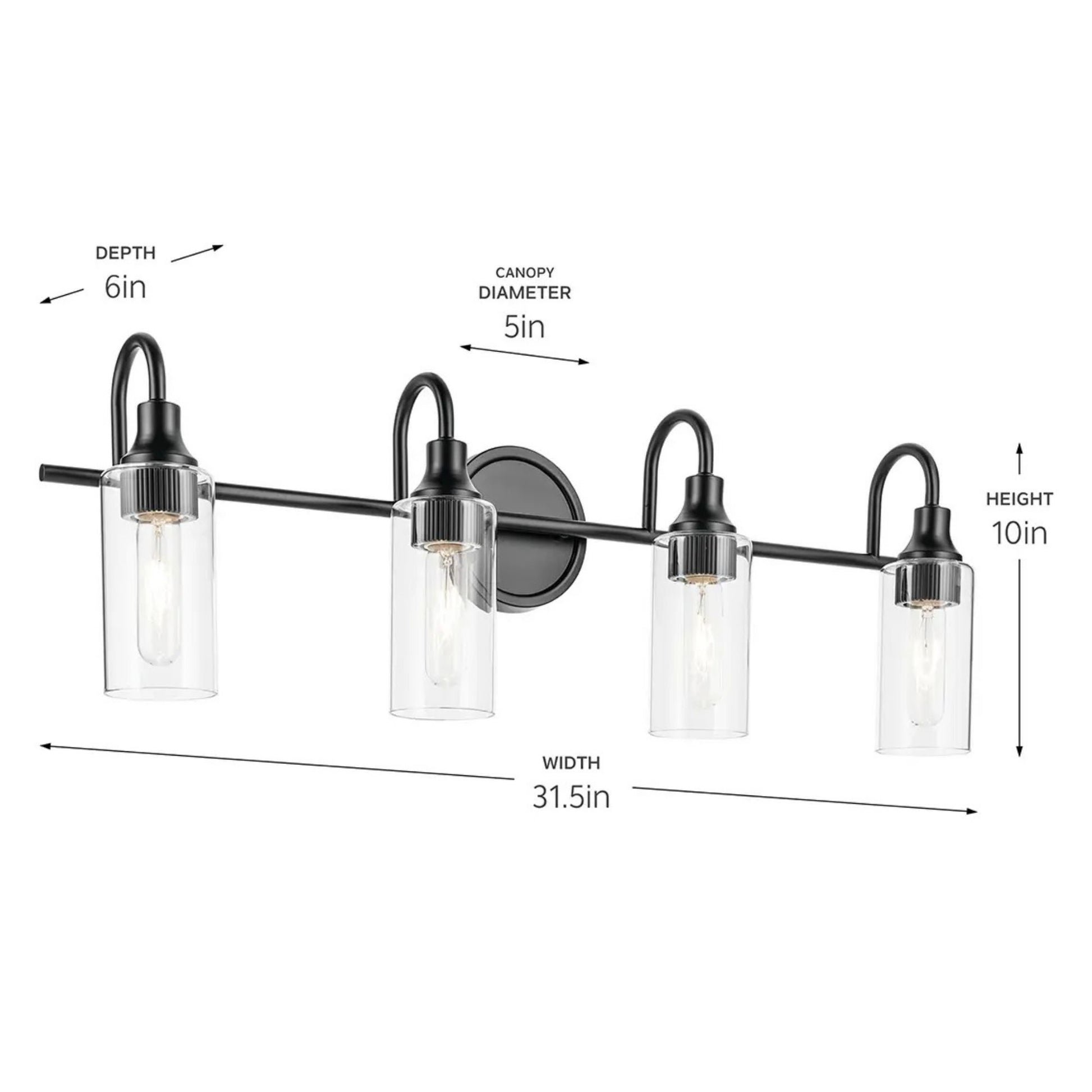 Kichler Lighting - Kavi 32" 4-Light Bath Vanity Light, Black Finish | Bees Lighting