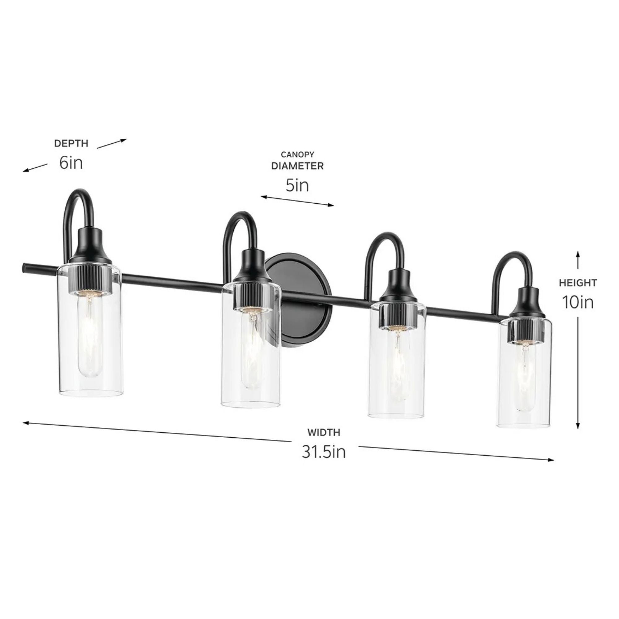 Kichler Lighting - Kavi 32" 4-Light Bath Vanity Light, Black Finish | Bees Lighting