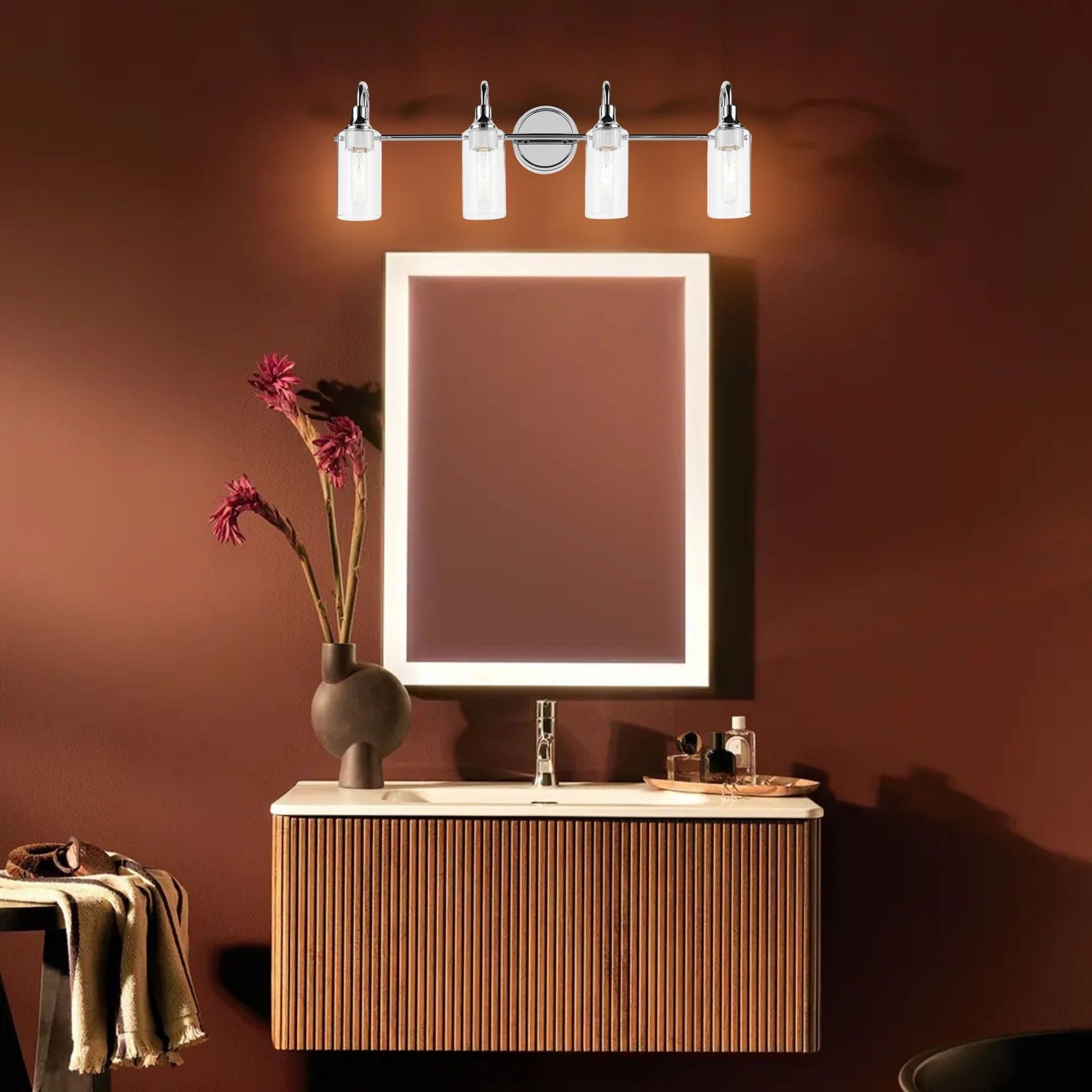 Kichler Lighting - Kavi 32" 4-Light Bath Vanity Light, Chrome Finish | Bees Lighting