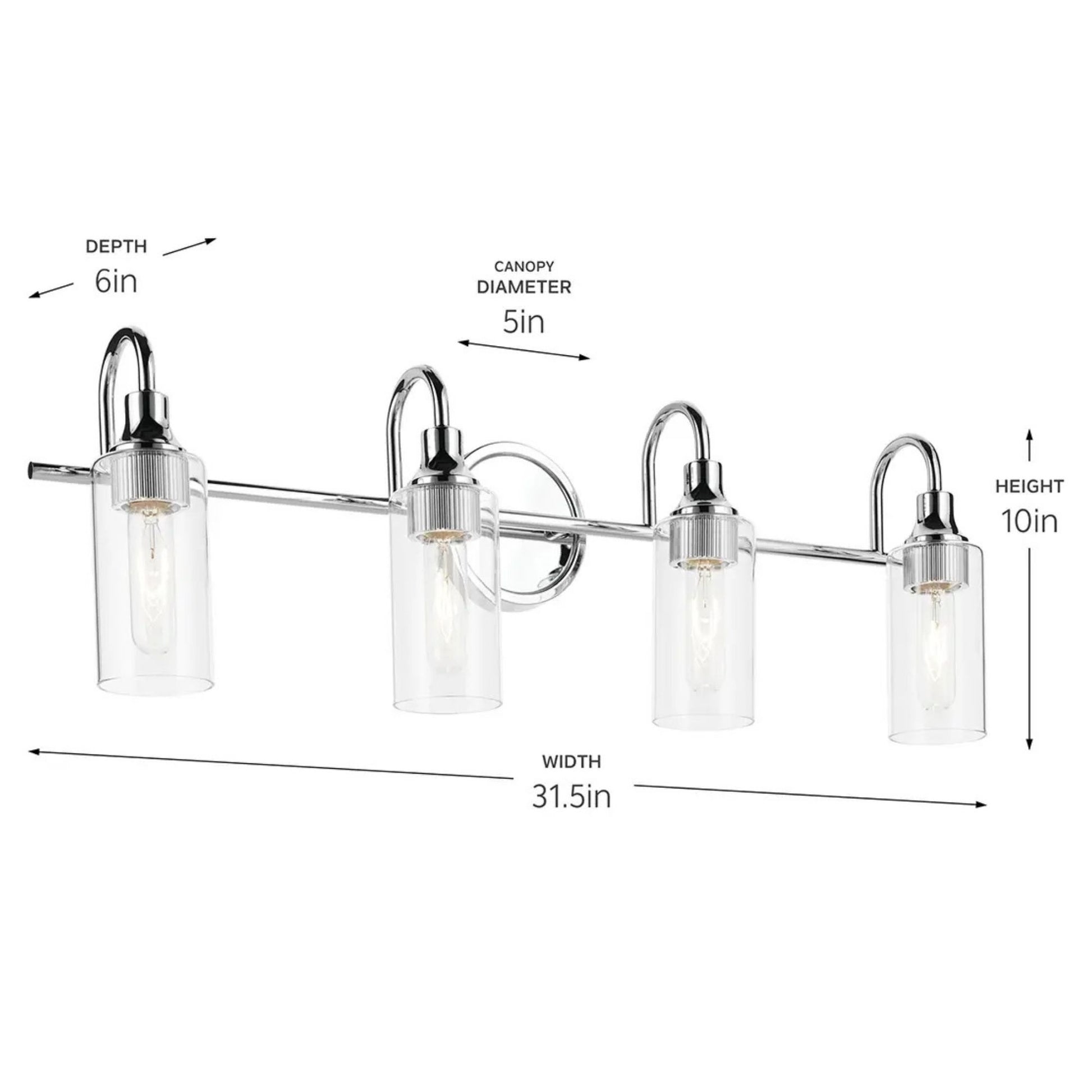 Kichler Lighting - Kavi 32" 4-Light Bath Vanity Light, Chrome Finish | Bees Lighting