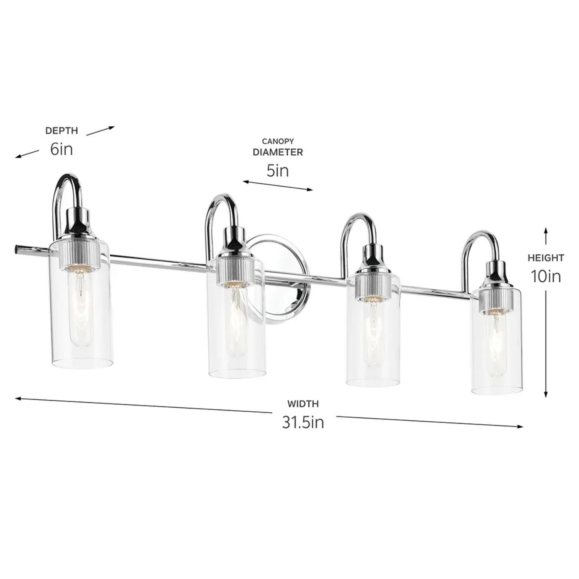 Kichler Lighting - Kavi 32" 4-Light Bath Vanity Light, Chrome Finish | Bees Lighting