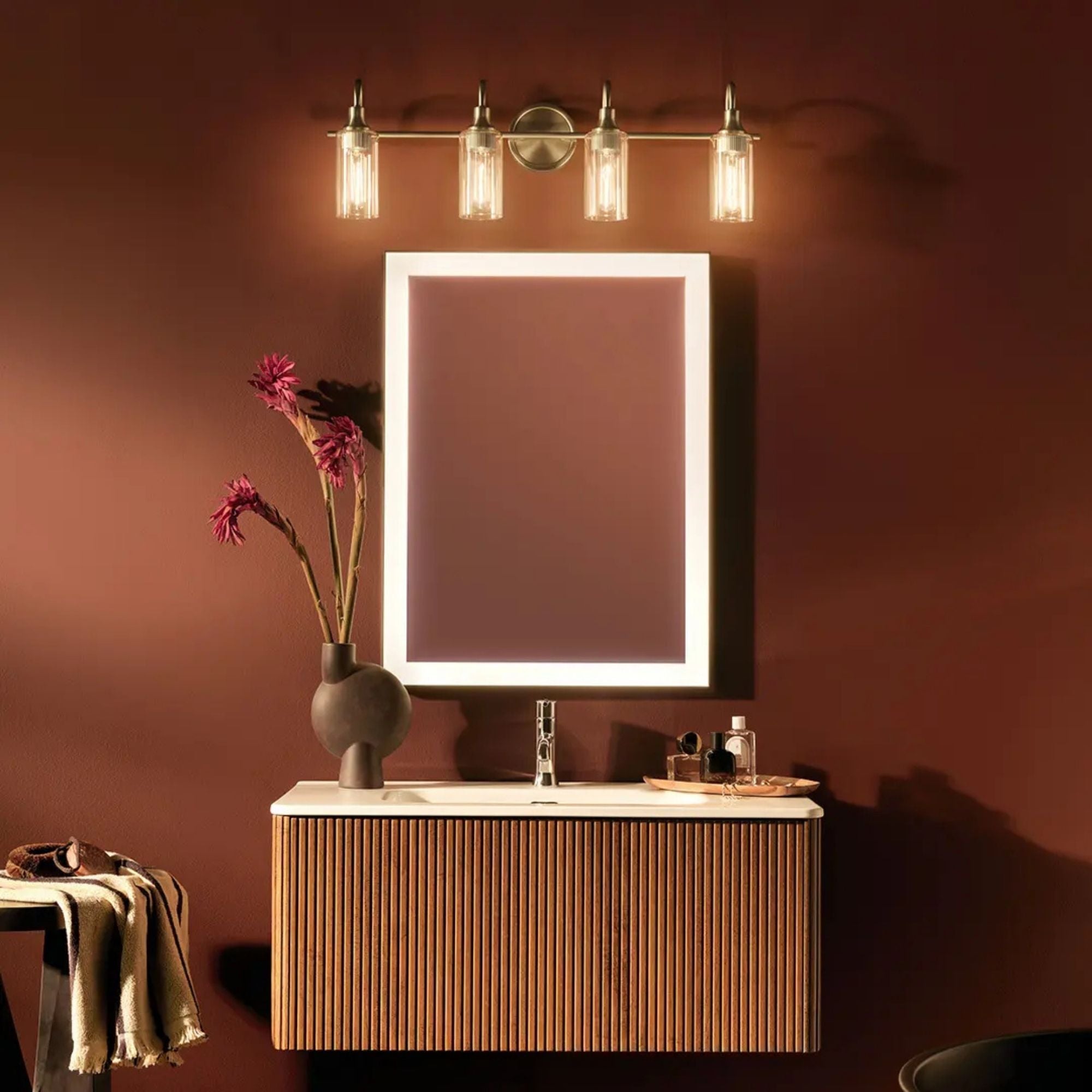 Kichler Lighting - Kavi 32" 4-Light Bath Vanity Light, Champagne Bronze Finish | Bees Lighting