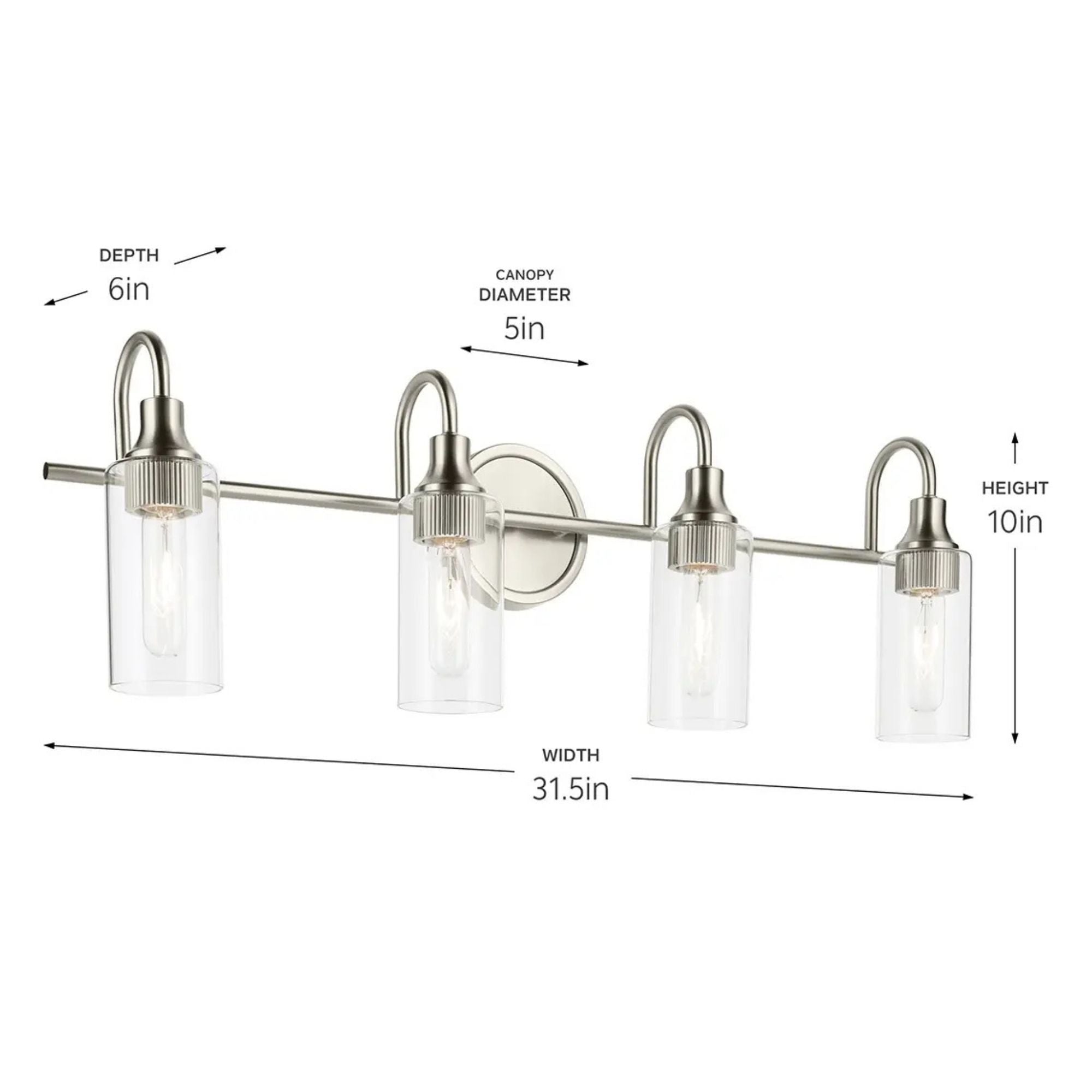 Kichler Lighting - Kavi 32" 4-Light Bath Vanity Light, Brushed Nickel Finish | Bees Lighting