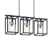 Kichler Kitner 42 in. 3-Light Chandelier, Black with Clear Seeded Glass