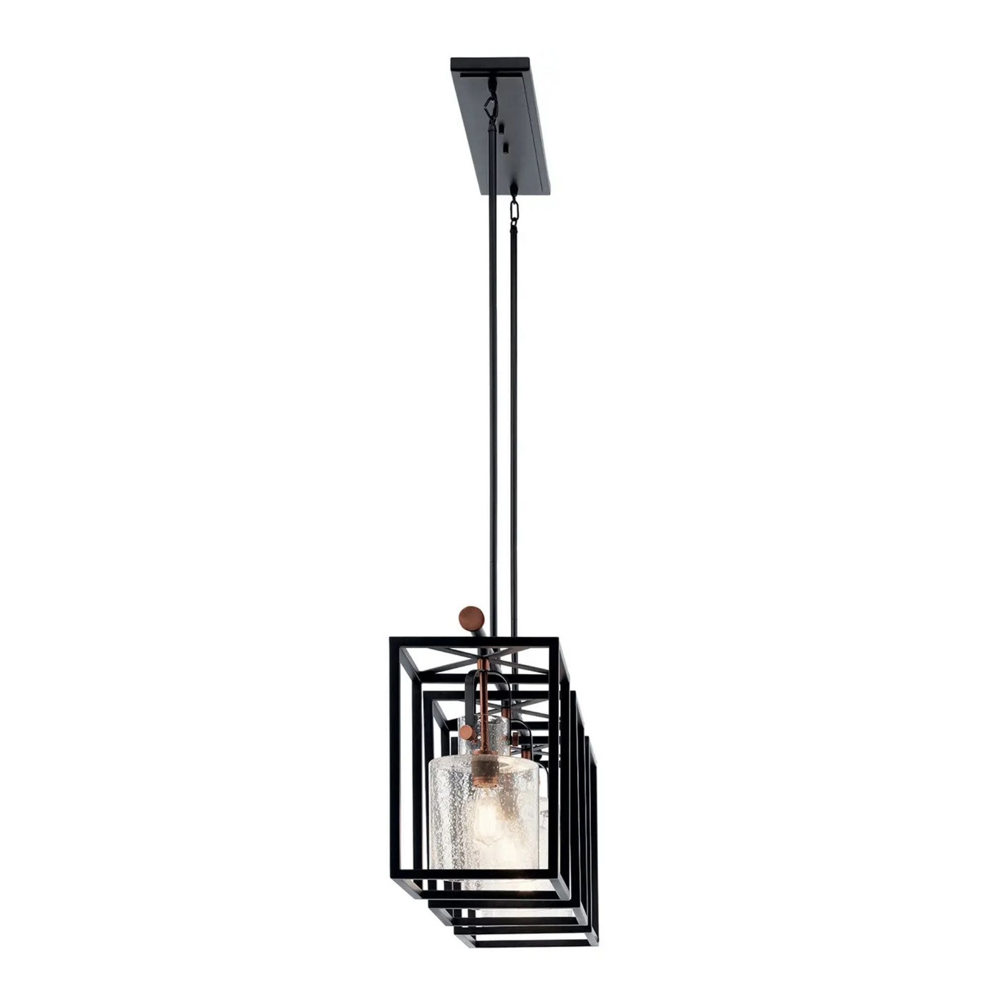 Kichler Kitner 42 in. 3-Light Chandelier, Black with Clear Seeded Glass