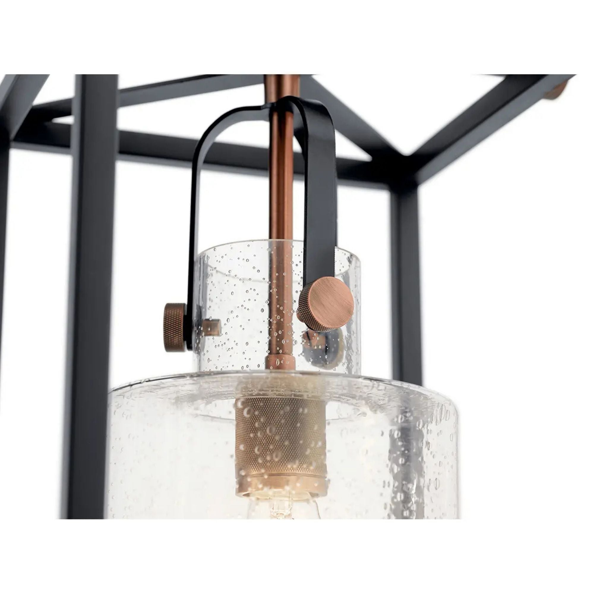 Kichler Kitner 42 in. 3-Light Chandelier, Black with Clear Seeded Glass