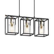 Kichler Kitner 42 in. 3-Light Chandelier, Natural Brass with Clear Seeded Glass
