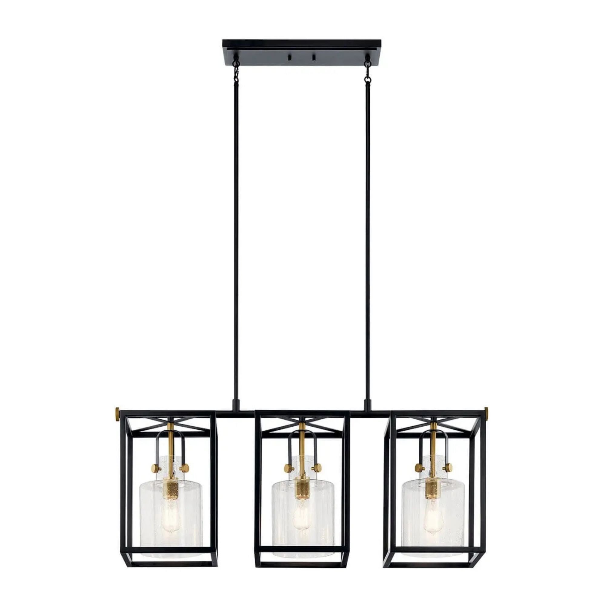 Kichler Kitner 42 in. 3-Light Chandelier, Natural Brass with Clear Seeded Glass