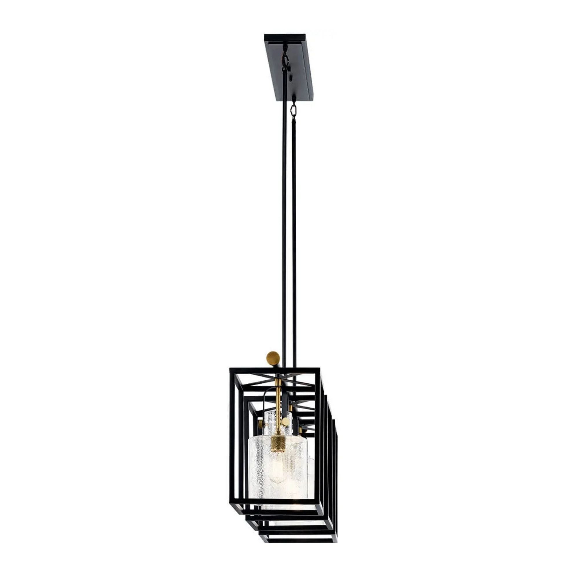 Kichler Kitner 42 in. 3-Light Chandelier, Natural Brass with Clear Seeded Glass