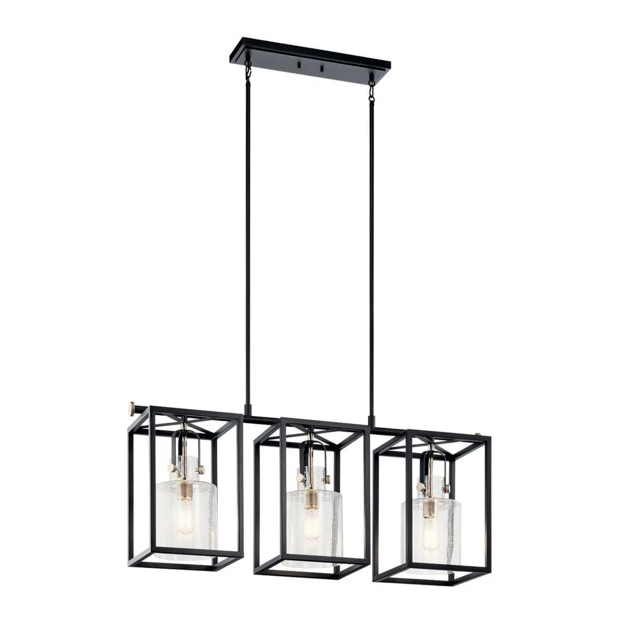 Kichler Kitner 42 in. 3-Light Chandelier, Polished Nickel with Clear Seeded Glass