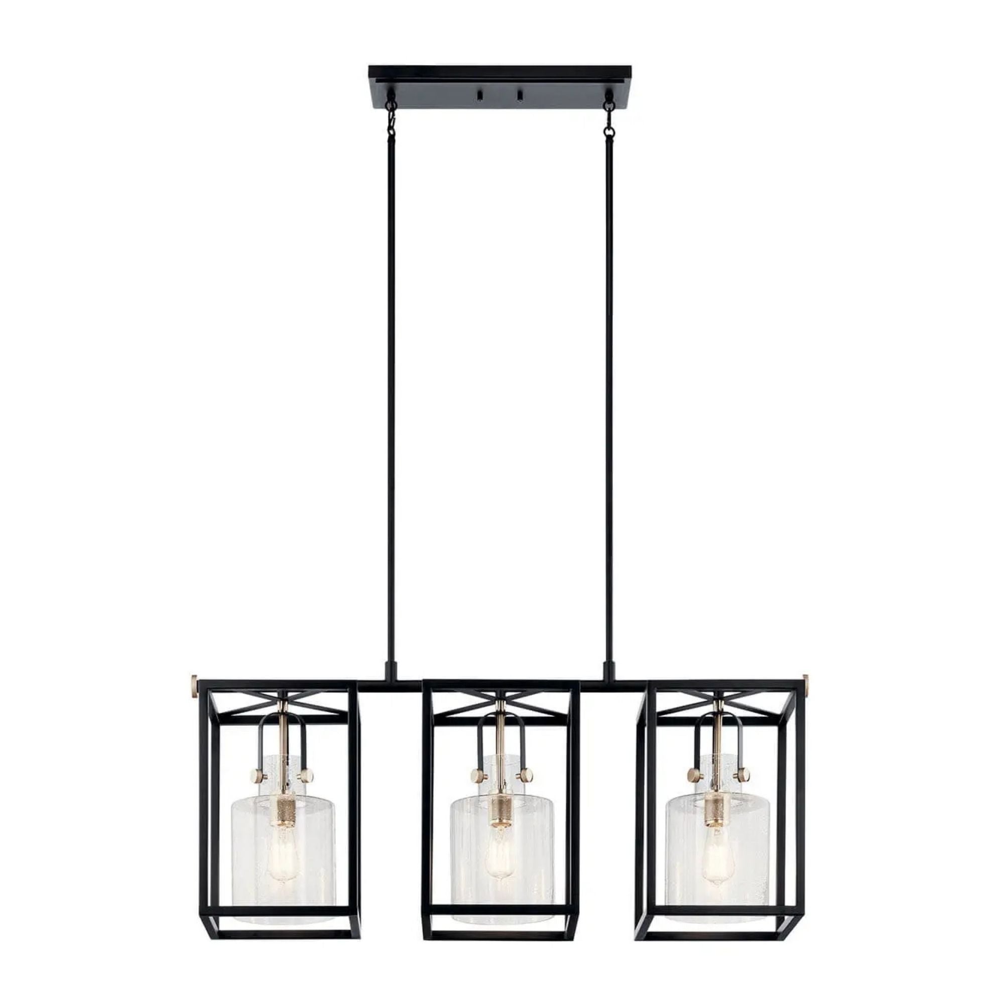 Kichler Kitner 42 in. 3-Light Chandelier, Polished Nickel with Clear Seeded Glass