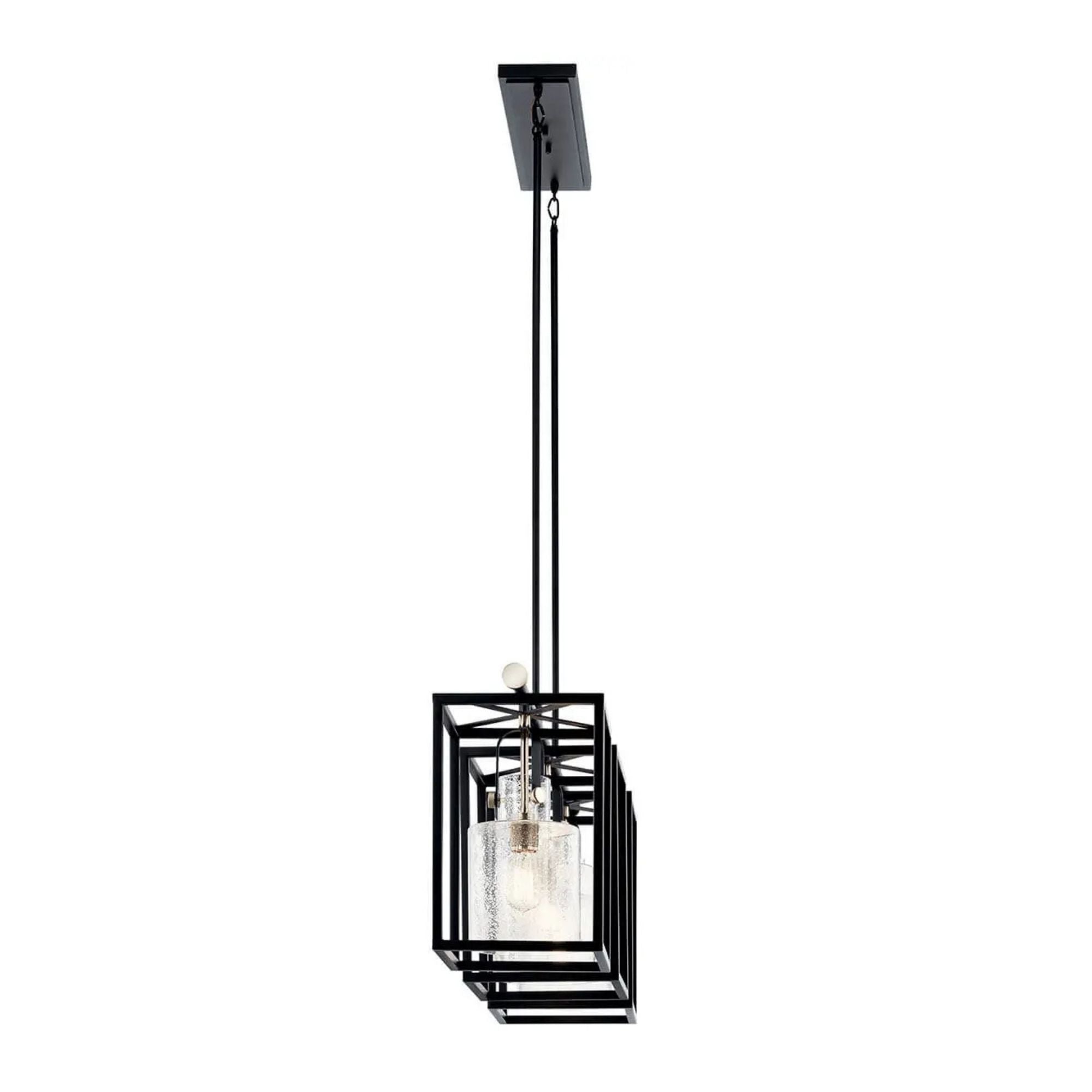 Kichler Kitner 42 in. 3-Light Chandelier, Polished Nickel with Clear Seeded Glass
