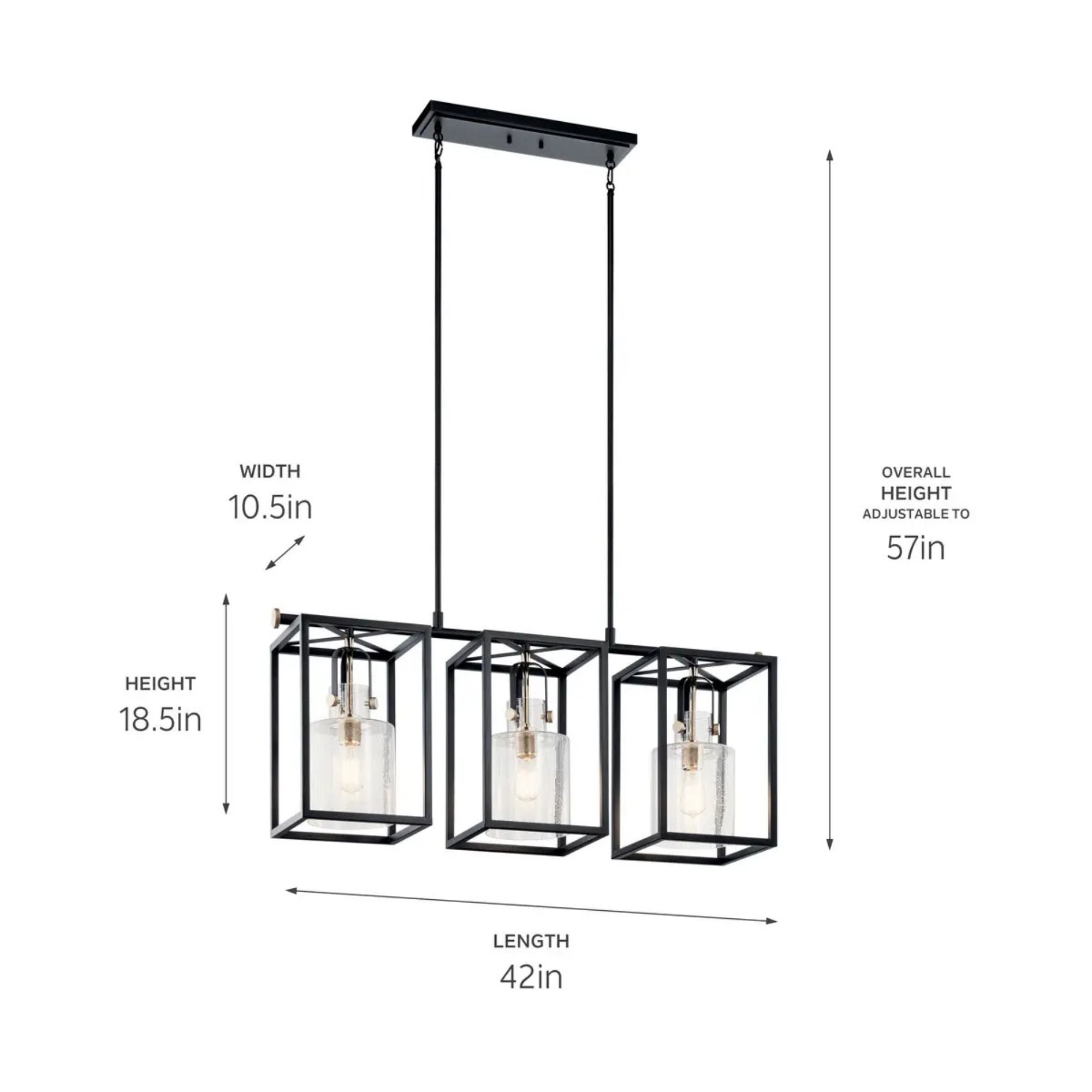 Kichler Kitner 42 in. 3-Light Chandelier, Polished Nickel with Clear Seeded Glass