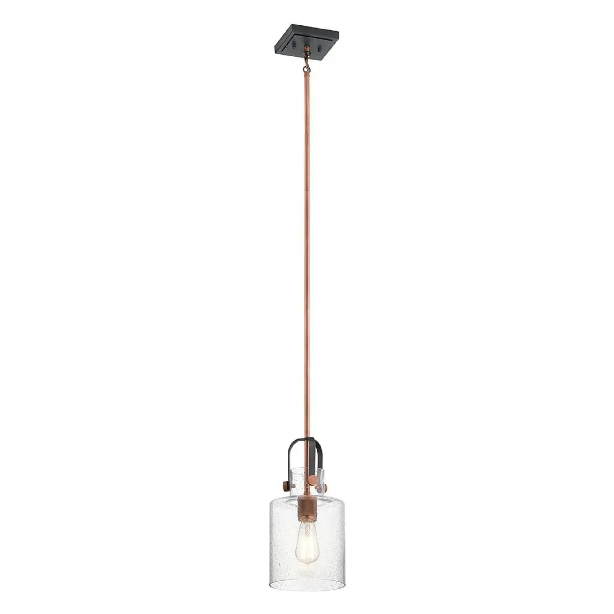 Kichler Kitner 14.75 in. Pendant Light, Antique Copper with Clear Seeded Glass