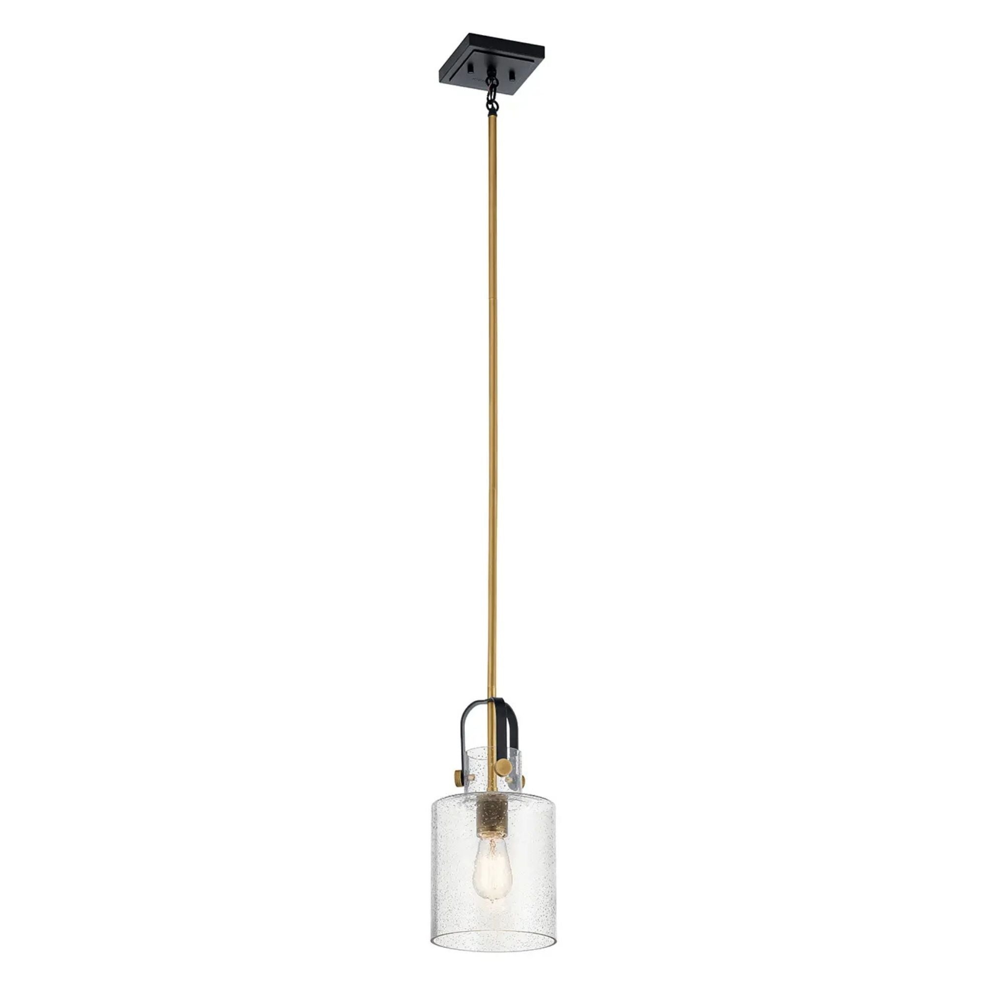Kichler Kitner 14.75 in. Pendant Light, Natural Brass with Clear Seeded Glass