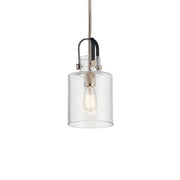 Kichler Kitner 14.75 in. 1-Light Pendant, Polished Nickel with Clear Seeded Glass