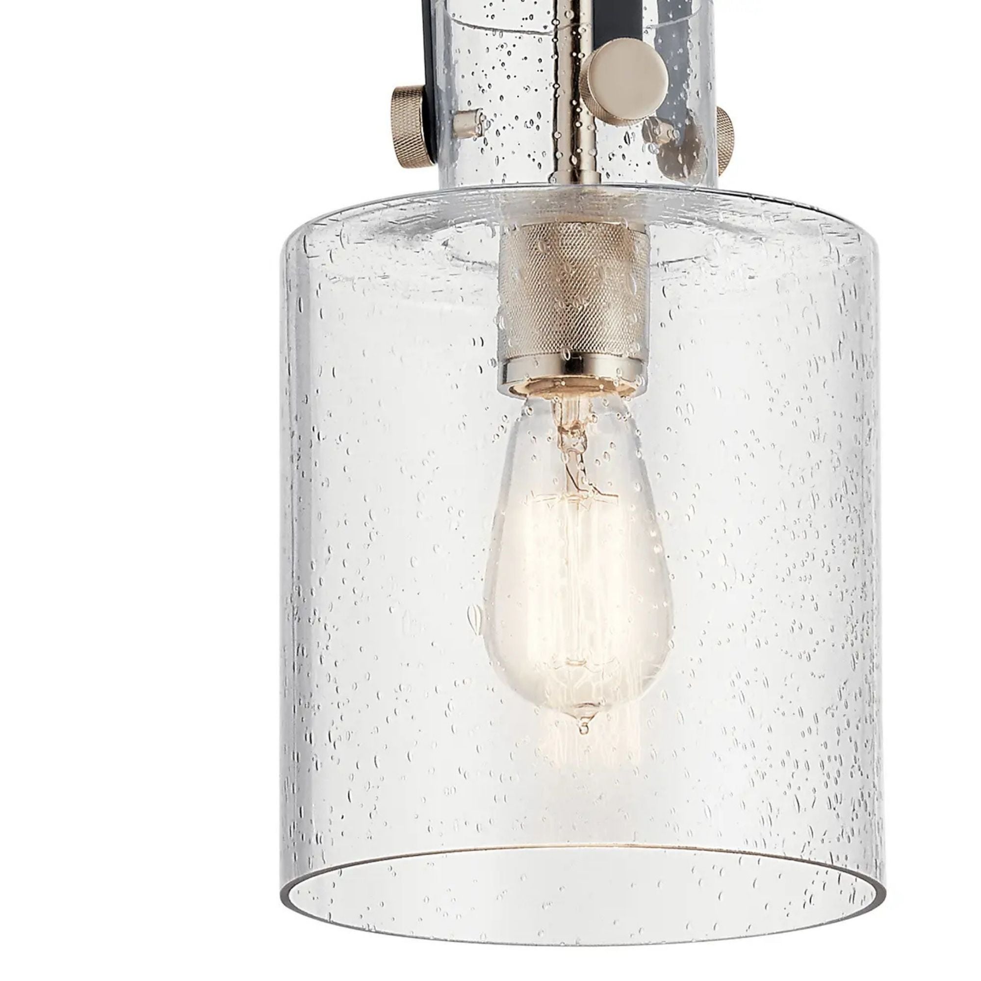 Kichler Kitner 14.75 in. 1-Light Pendant, Polished Nickel with Clear Seeded Glass